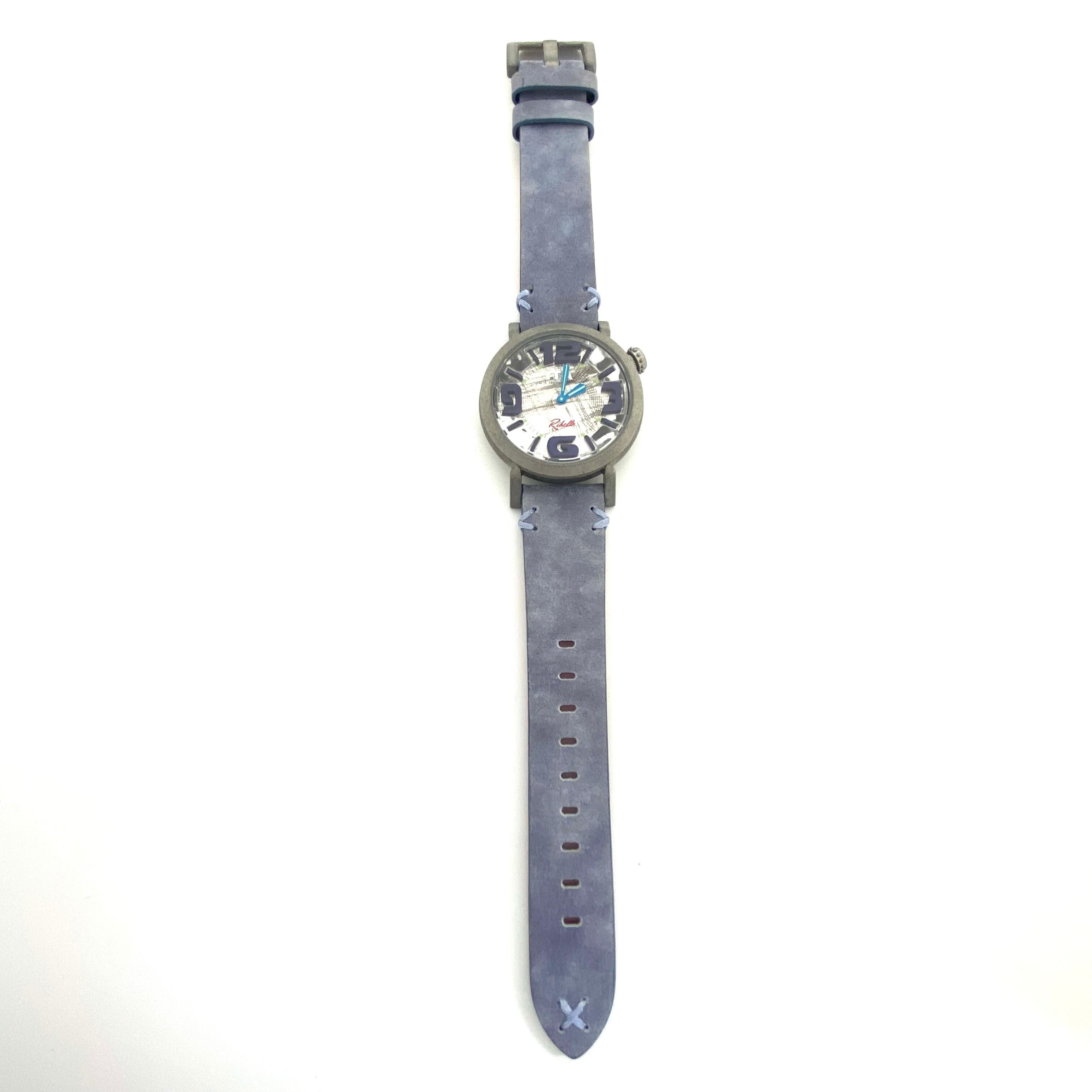 【ほぼ未使用・電池交換済み】アイティーエー リベッレ 22.00.05 クォーツ クロノグラフ ヴィンテージ シルバー 革ベルト