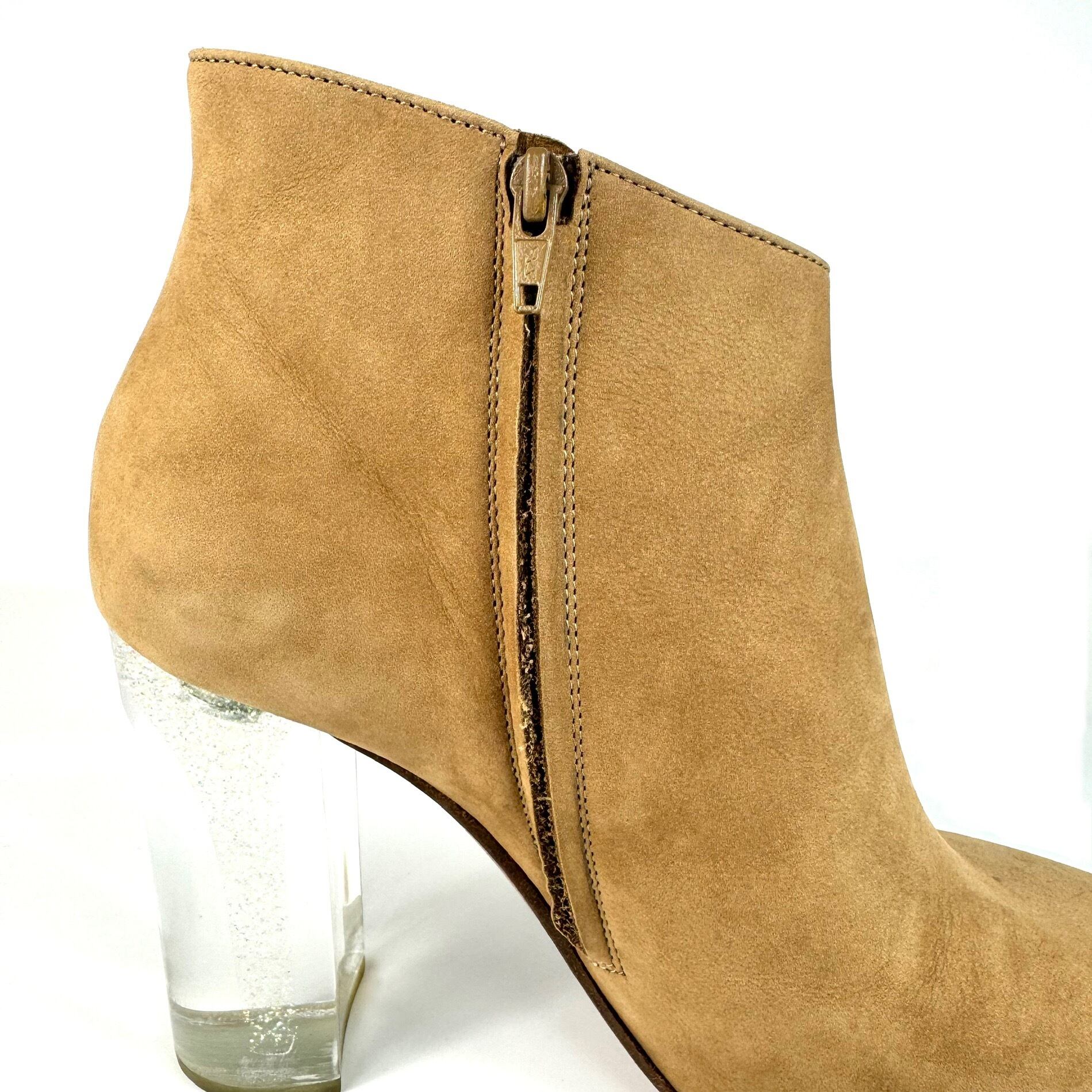 マルタンマルジェラ ショートブーツ クリアヒール ラメ スエード ベージュ