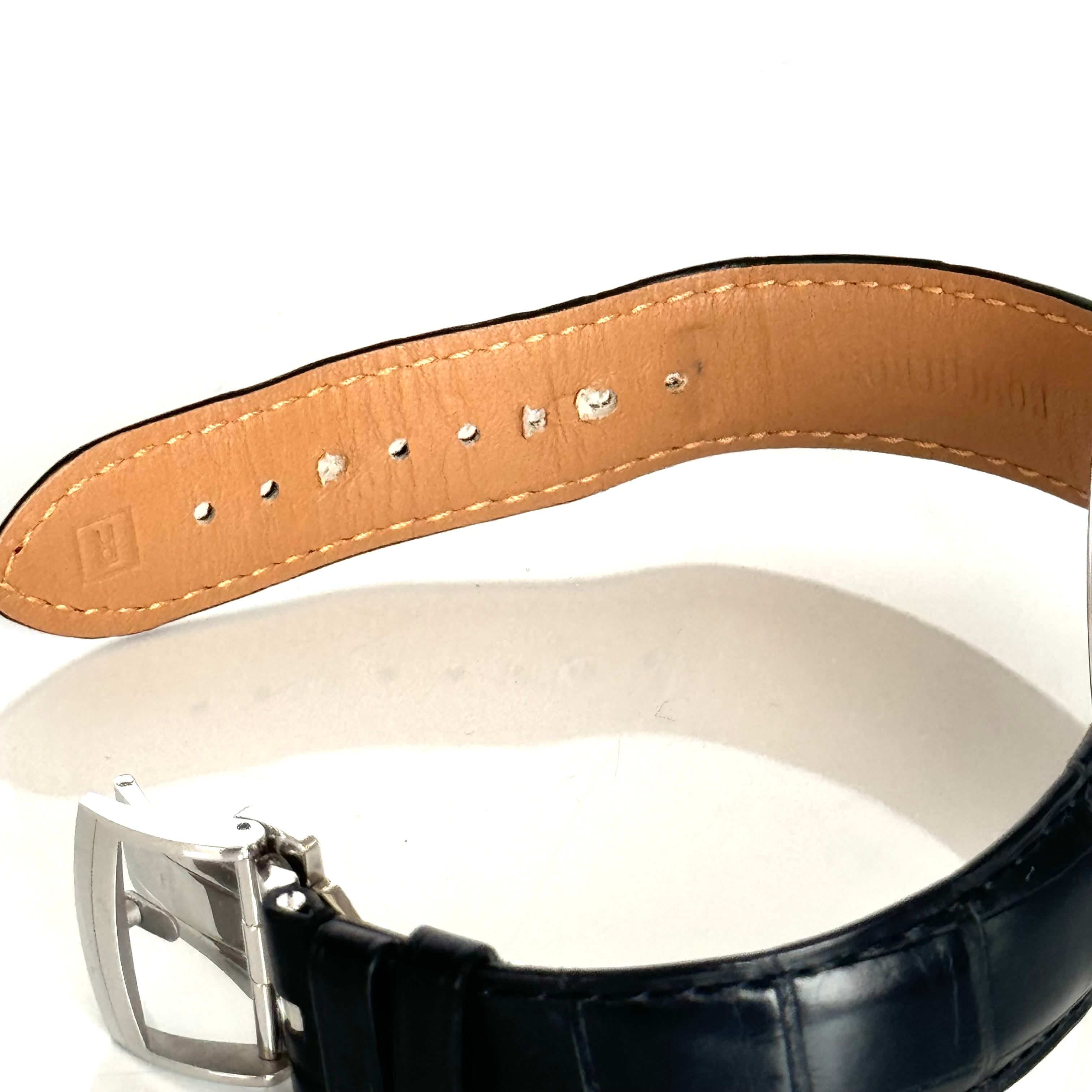 【美品】ブシュロン エピュール WA021302 自動巻 黒 クロノグラフ 裏スケ 革ベルト