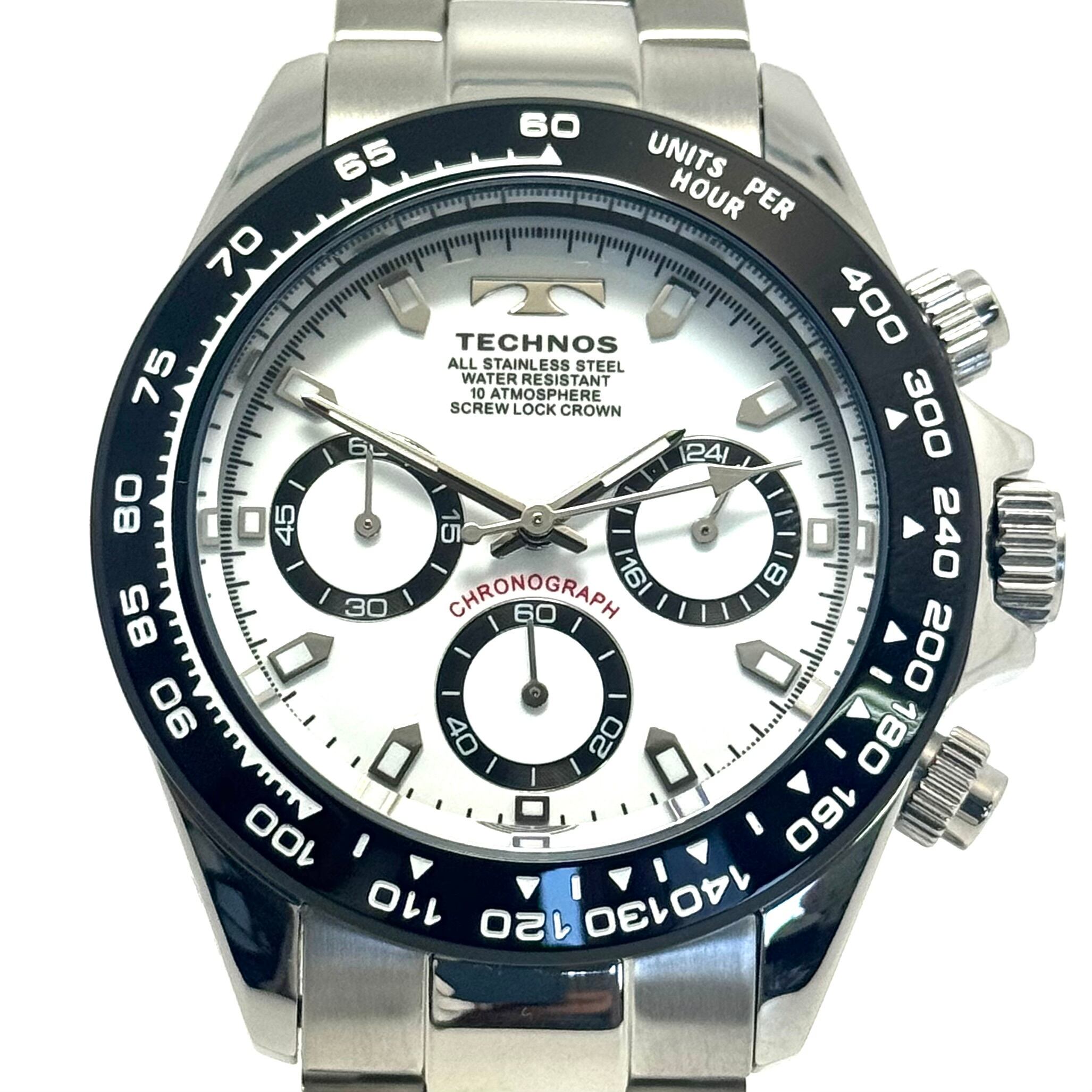 【美品】テクノス TECHNOS TSM411TW クォーツ クロノグラフ 白