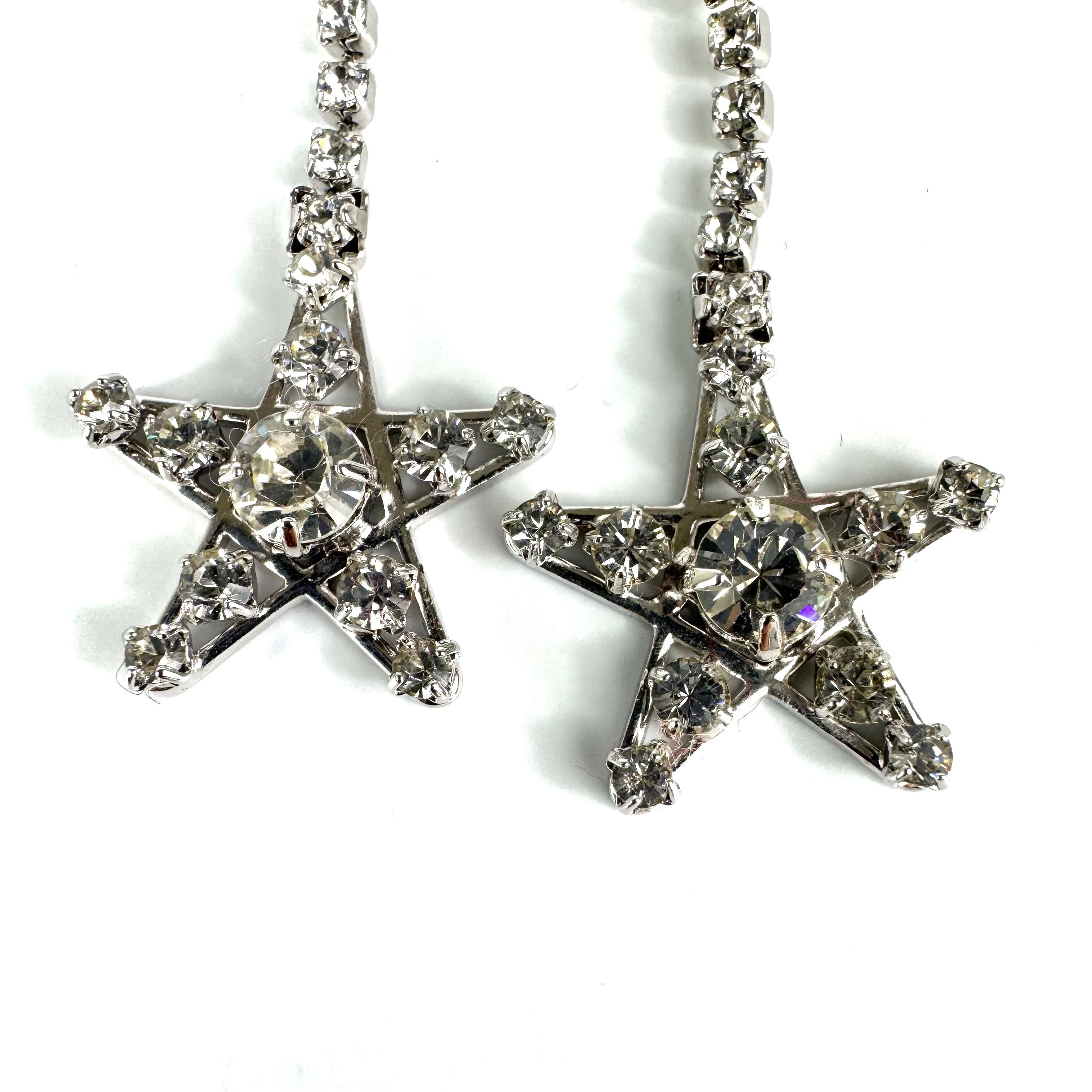 【美品】スワロフスキー ピアス スター 星 ラインストーン シルバー パープル