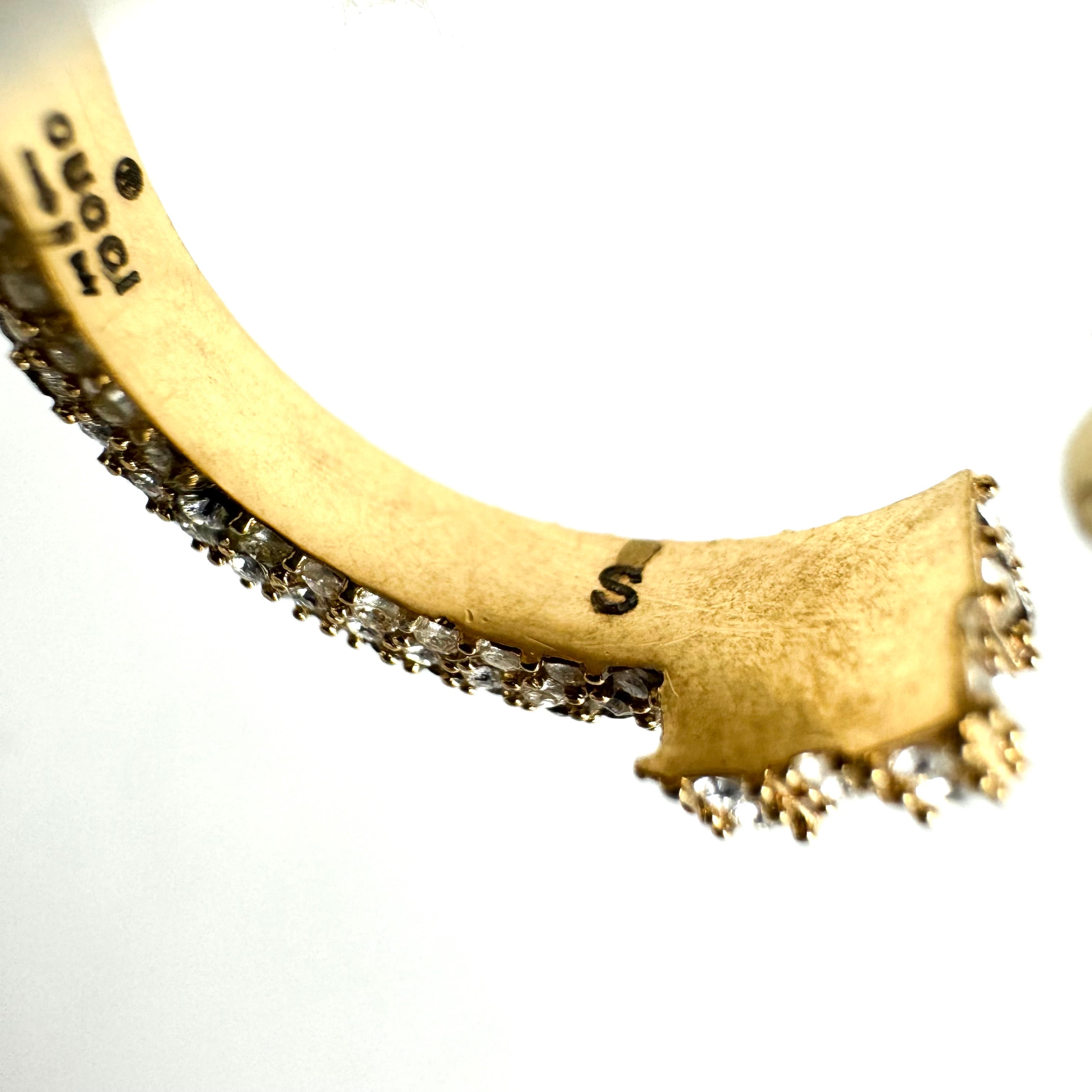 【美品】グッチ GUCCI リング GGマーモント ラインストーン ゴールド S 13