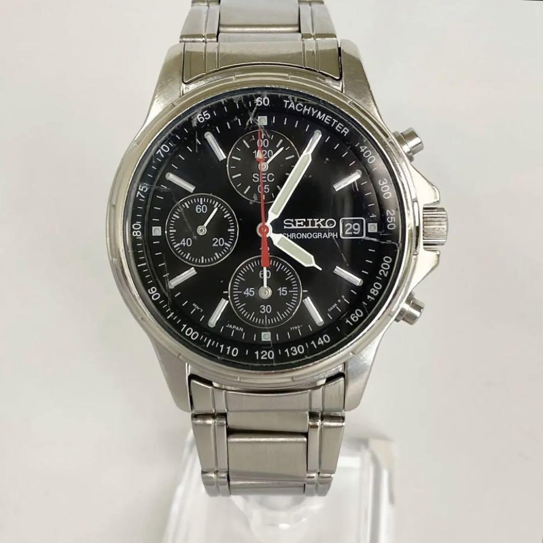 セイコー クロノグラフ クォーツ デイト表示 黒