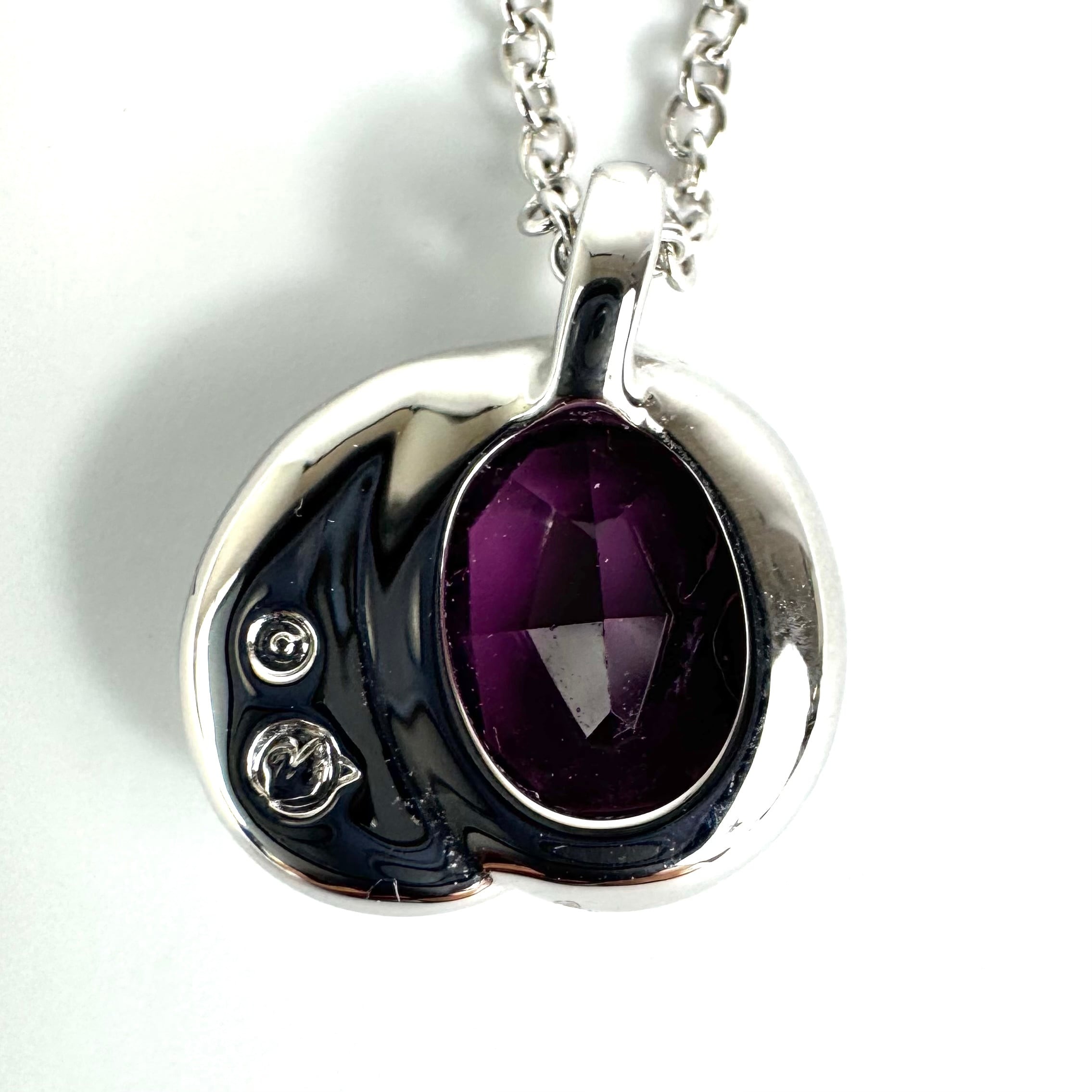 【美品】スワロフスキー ネックレス ストーン パープル シルバー