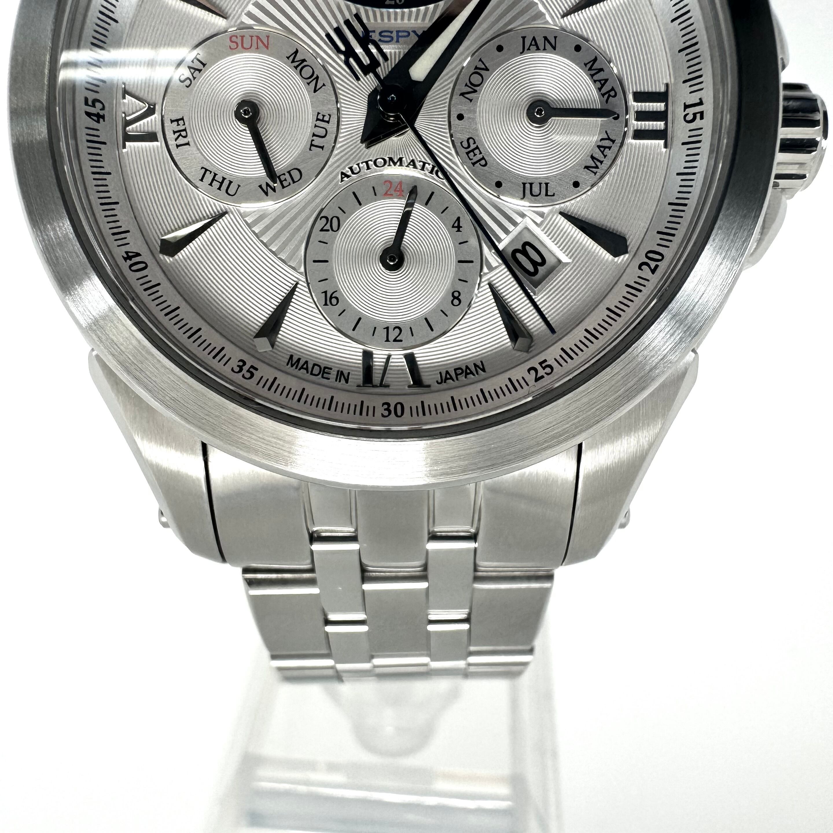 【美品】ケンテックス KENTEX エスパイアクティブII E546M-08 自動巻 シルバー パワーリザーブ トリプルカレンダー