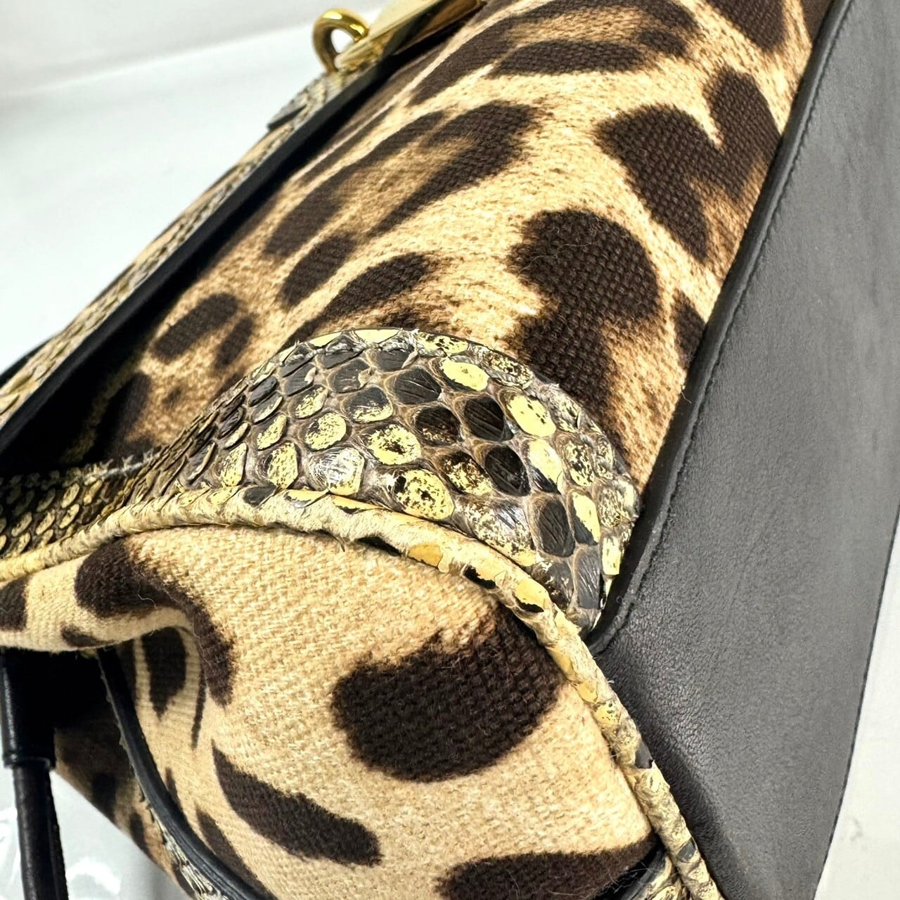 【希少】ドルチェアンドガッバーナ Dolce&Gabbana D&G バンドバッグ 2way レオパード パイソン キャンバス