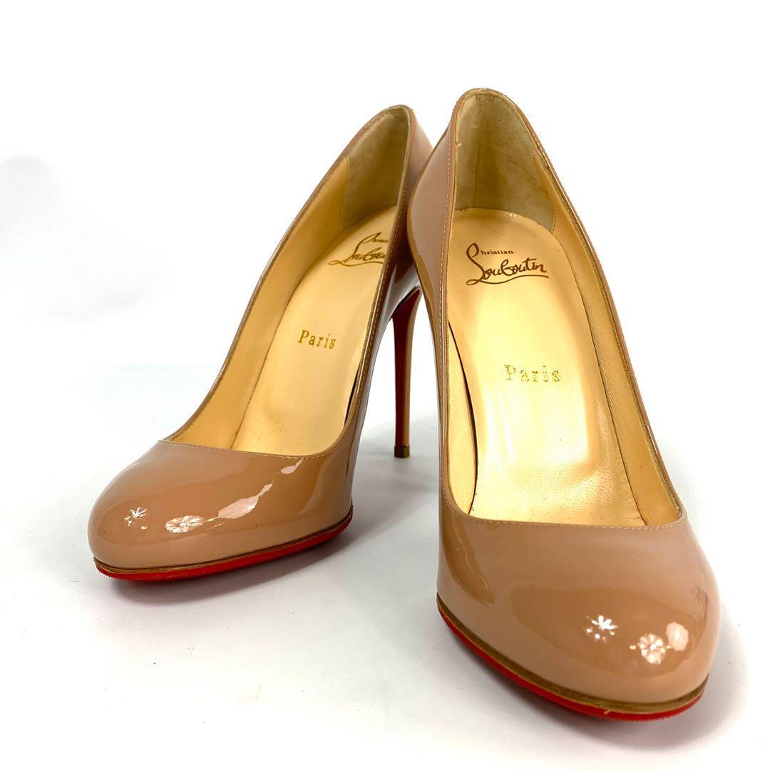 クリスチャンルブタン パンプス パテント ハイヒール ベージュ 37