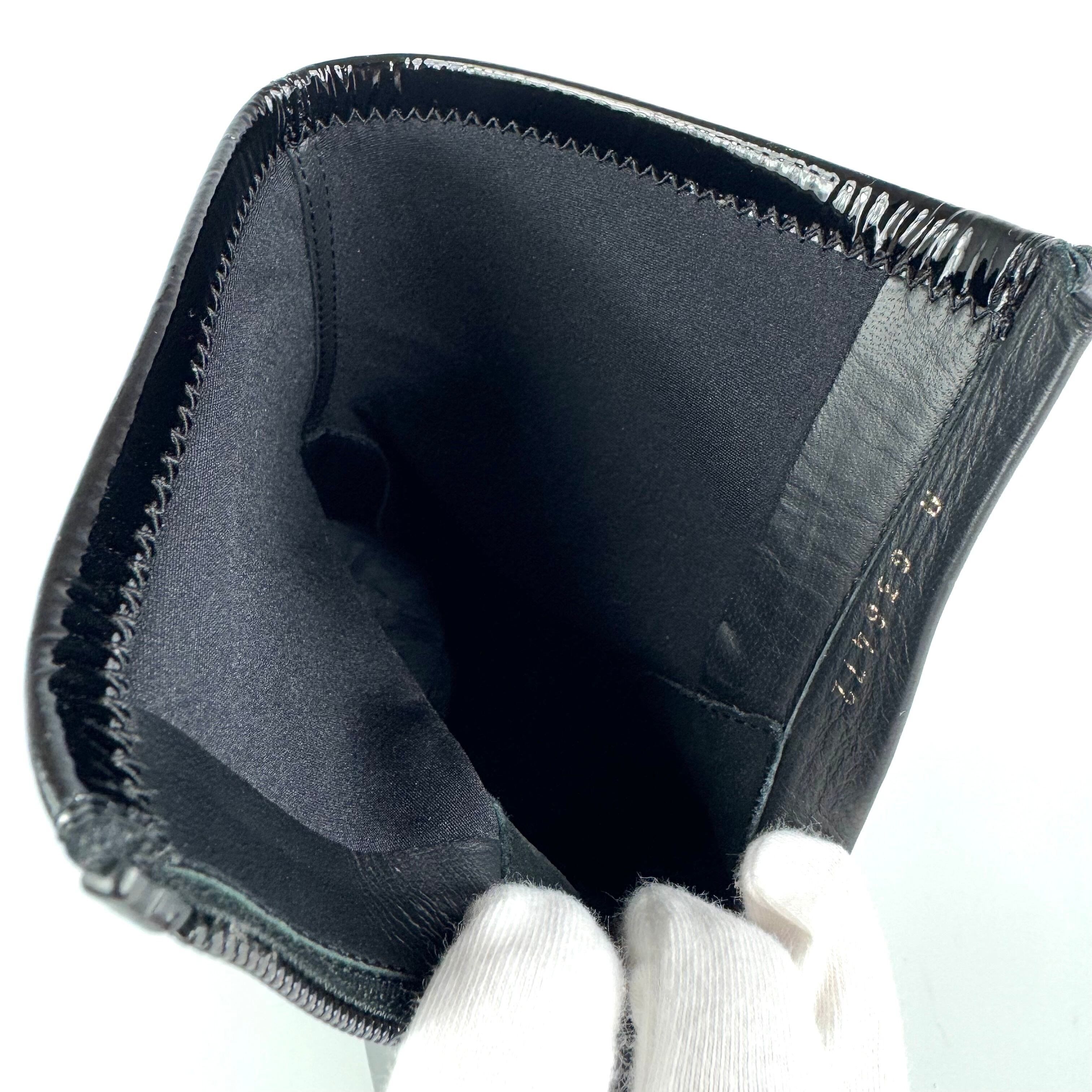 シャネル CHANEL ニットソックス ブーツ G38472 ココマーク ニット×エナメル 黒 38C 日本サイズ約25cm