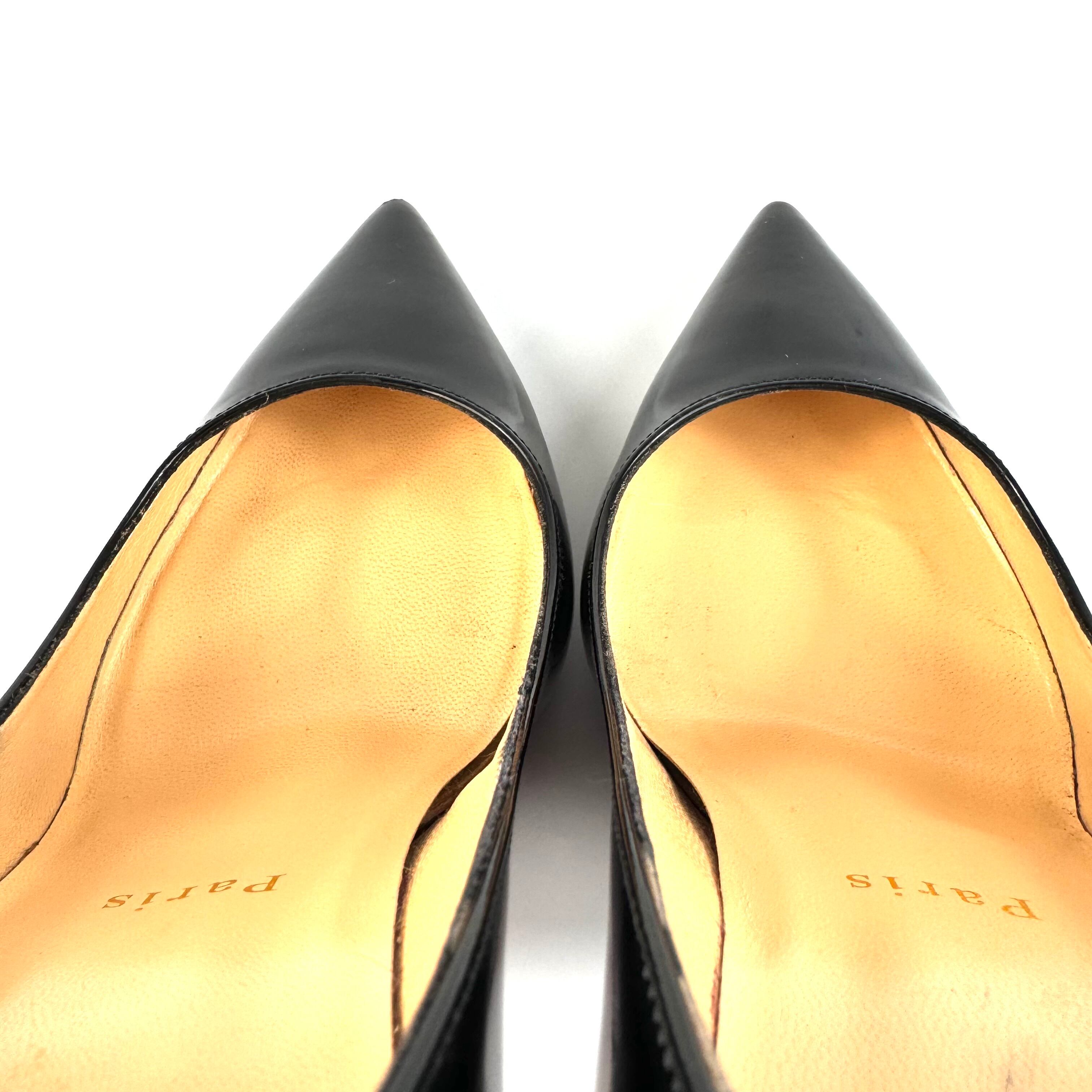 【美品】クリスチャンルブタン パンプス パテント ポインテッドトゥ 黒