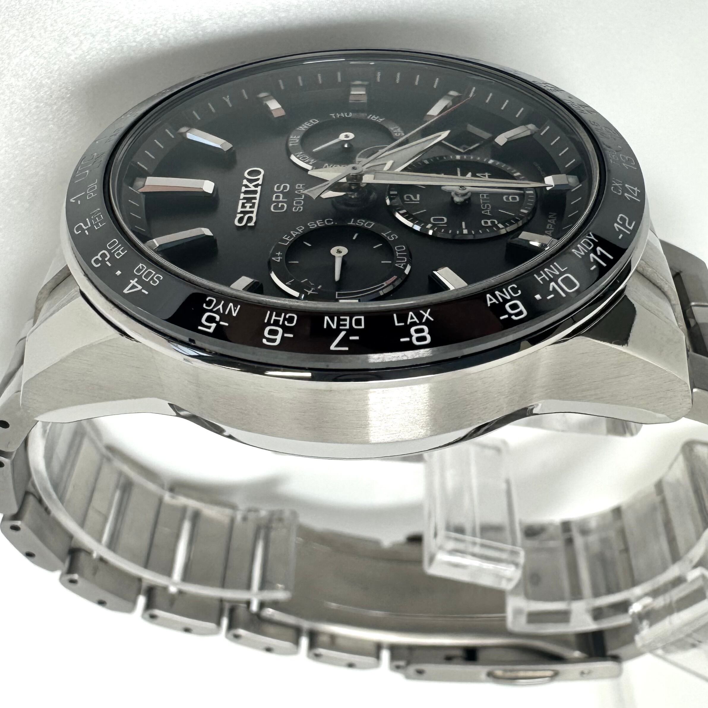 【美品】セイコー アストロン SBXC003 5X53-0AB0 電波ソーラー 黒 デイト表示 チタニウム セラミック