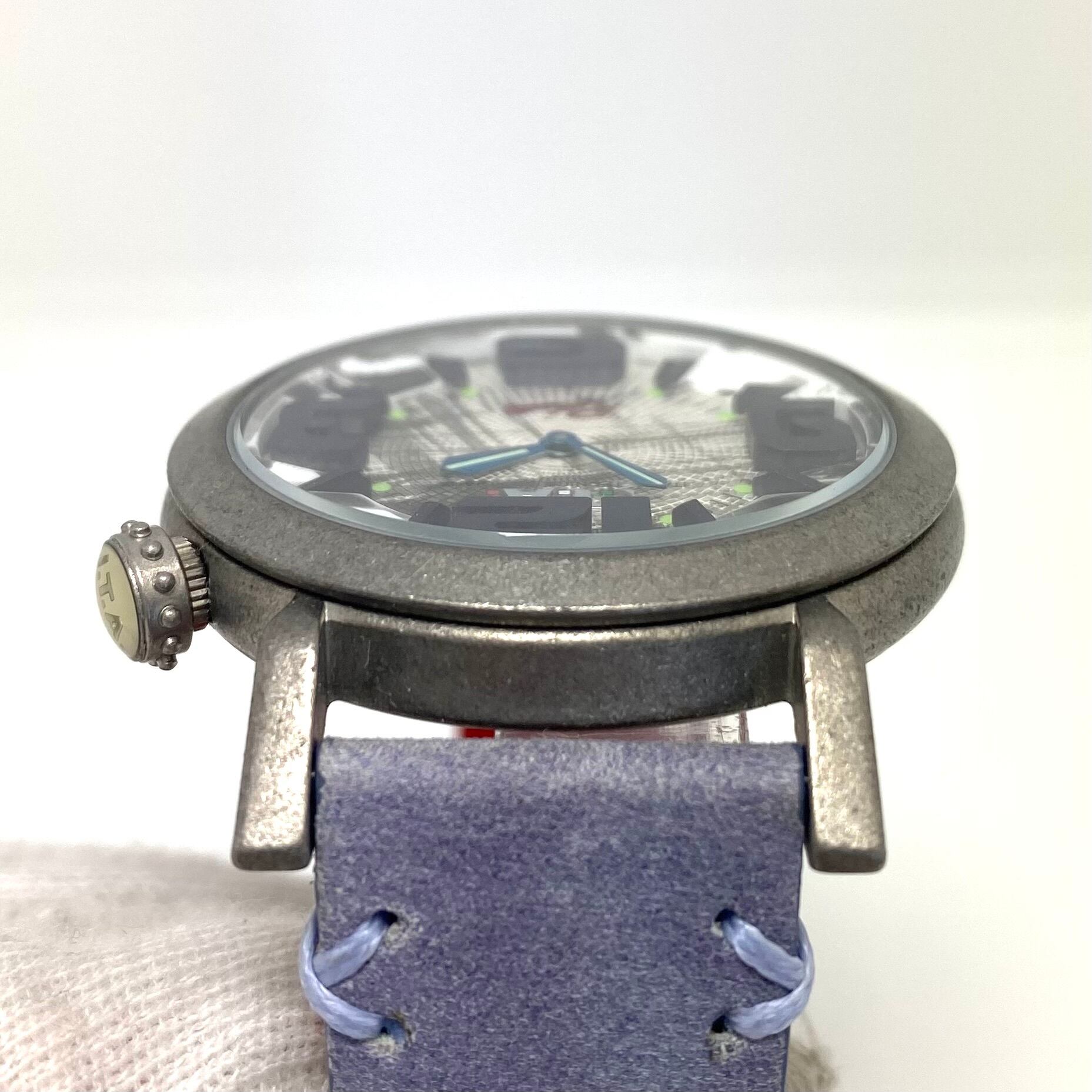 【ほぼ未使用・電池交換済み】アイティーエー リベッレ 22.00.05 クォーツ クロノグラフ ヴィンテージ シルバー 革ベルト