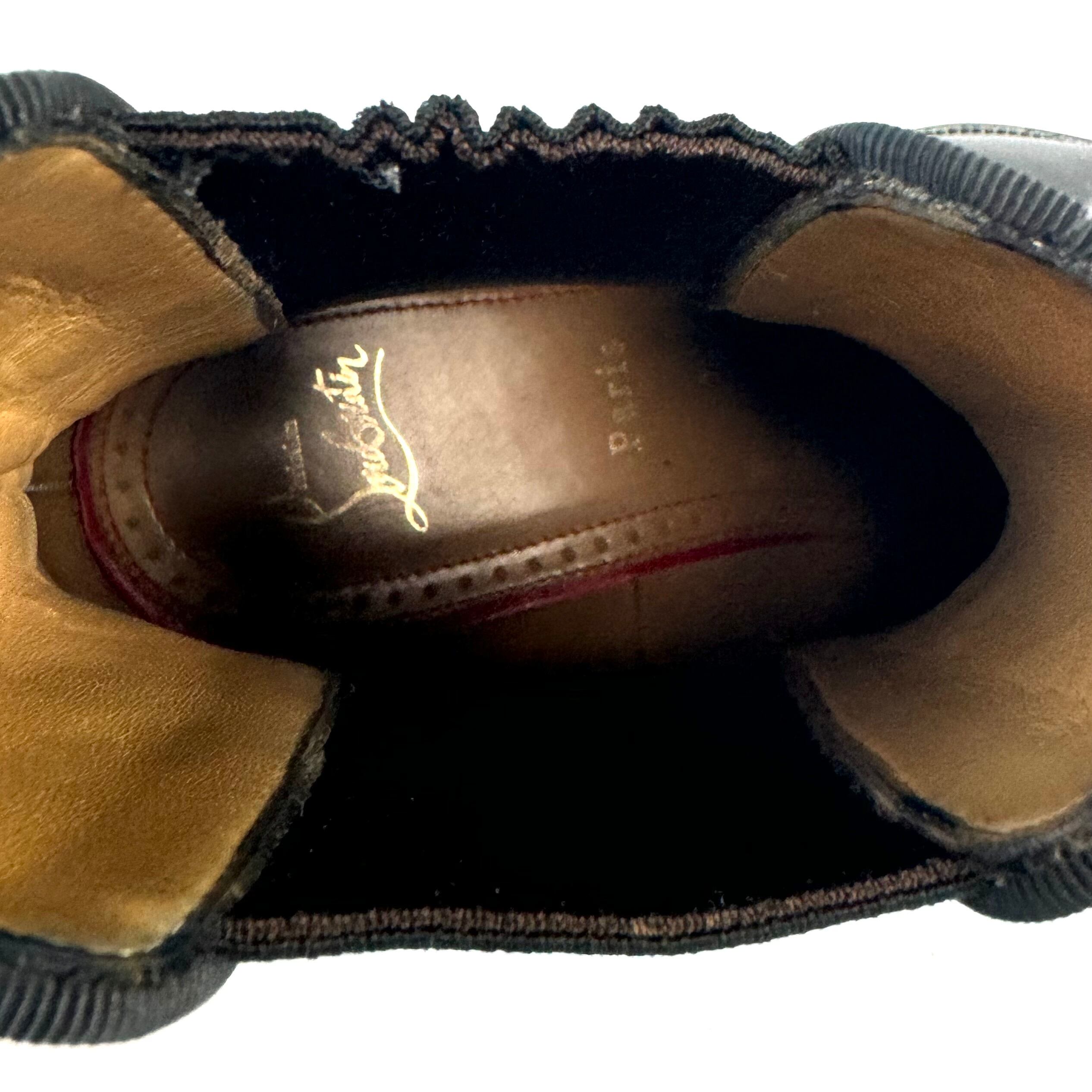 クリスチャンルブタン サイドゴアブーツ トゥスタッズ レザー 黒 26cm