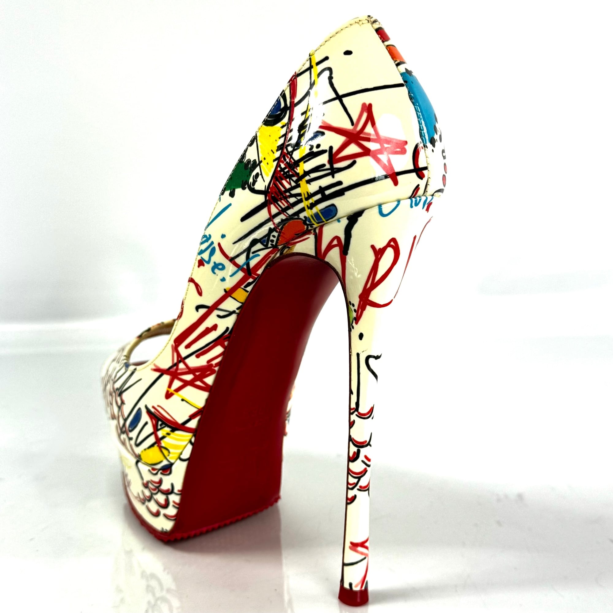 クリスチャンルブタン パンプス ピンヒール エナメル マルチカラー 23.5cm