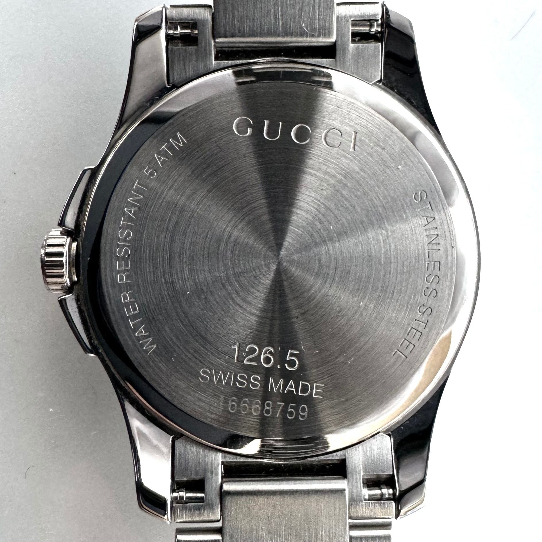 グッチ Gタイムレス YA126551 126.5 クォーツ デイト表示 シルバー レディース