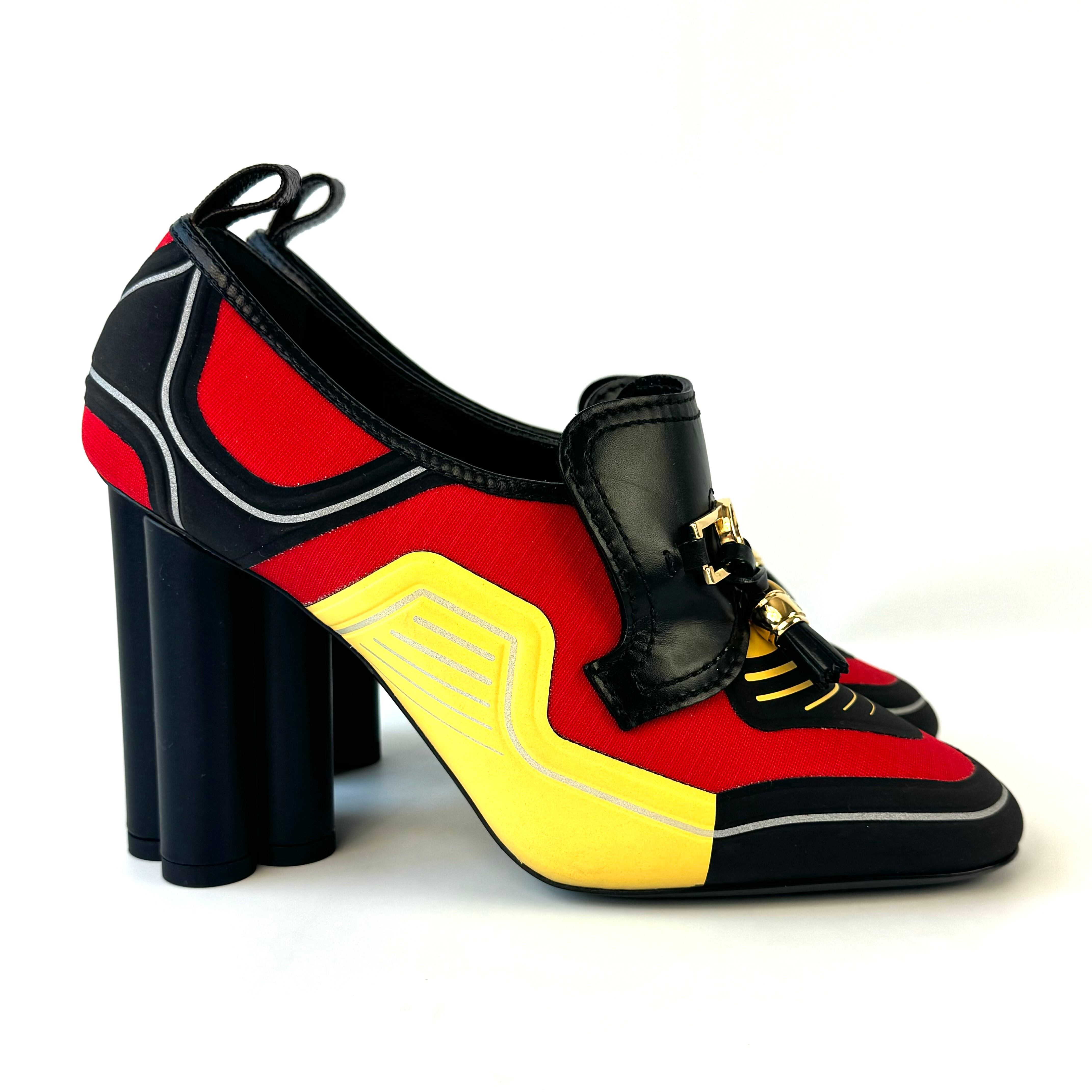 【美品】ルイヴィトン MA1129 パンプス モノグラム フラワーヒール タッセル マルチカラー ゴールド 24cm