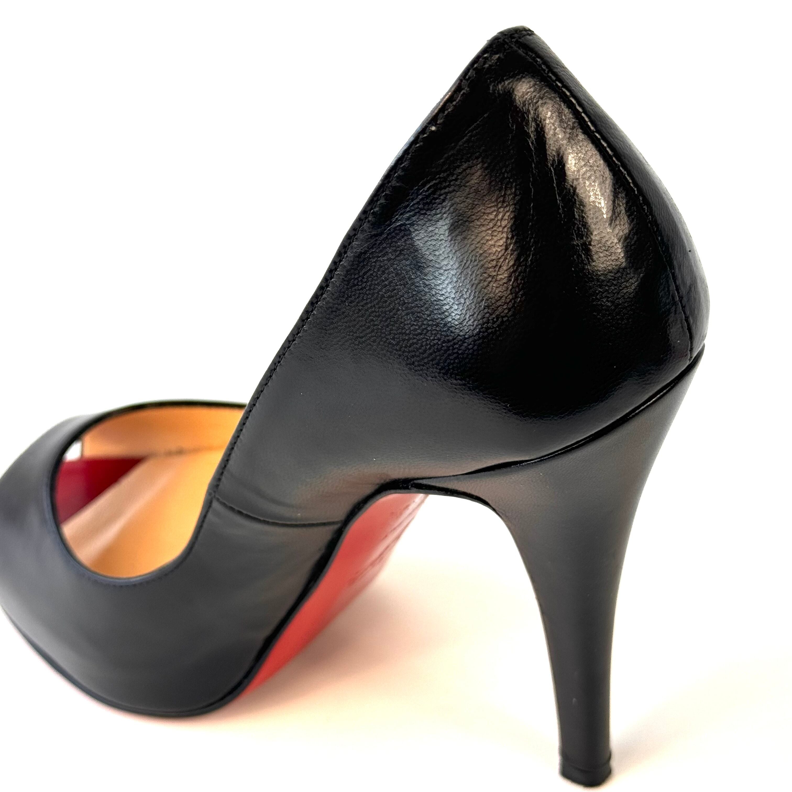 【美品】クリスチャンルブタン パンプス ピンヒール オープントゥ 21cm 黒