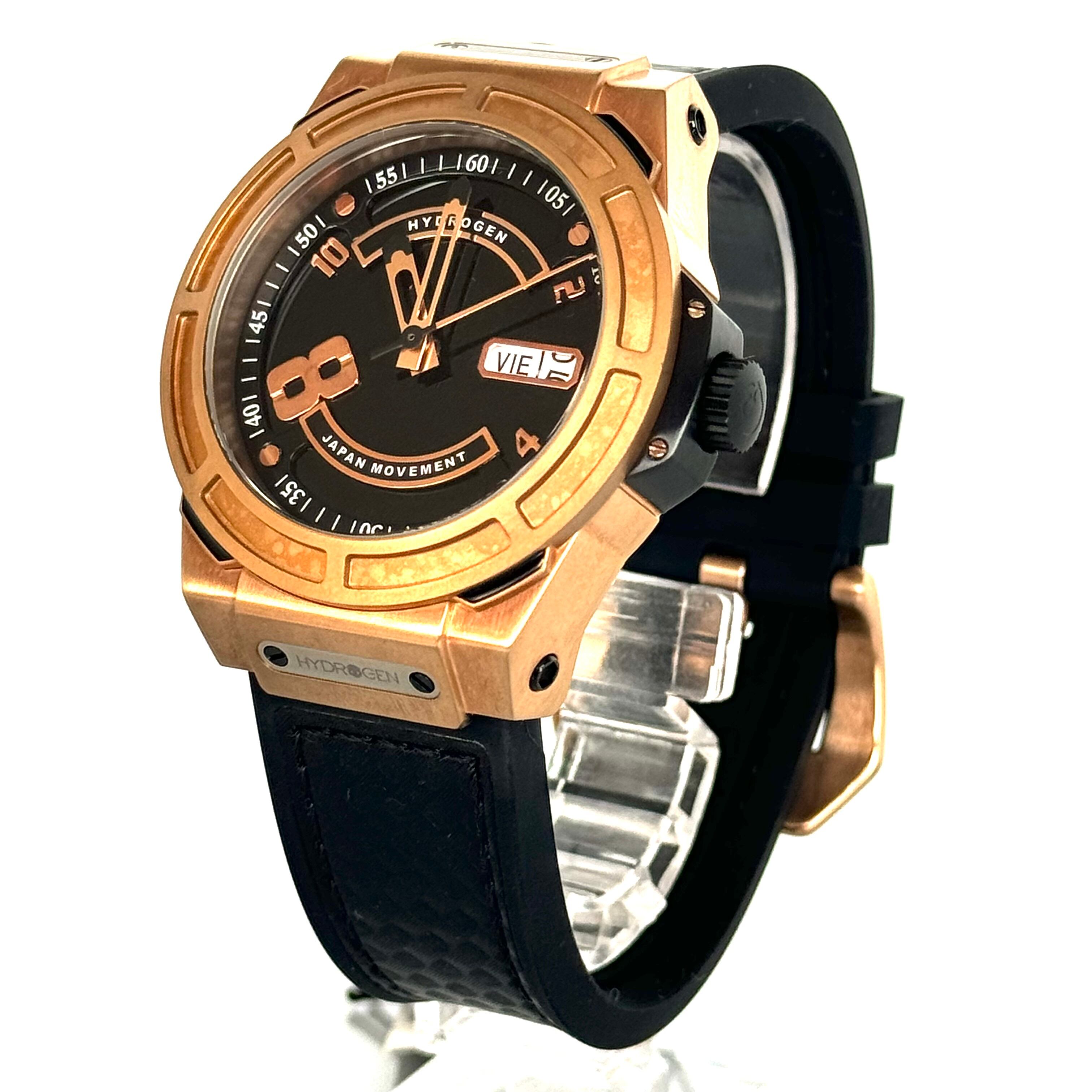 ハイドロゲン OTTO HW224005 自動巻 黒 ゴールド 裏スケ デイデイト 樹脂ベルト