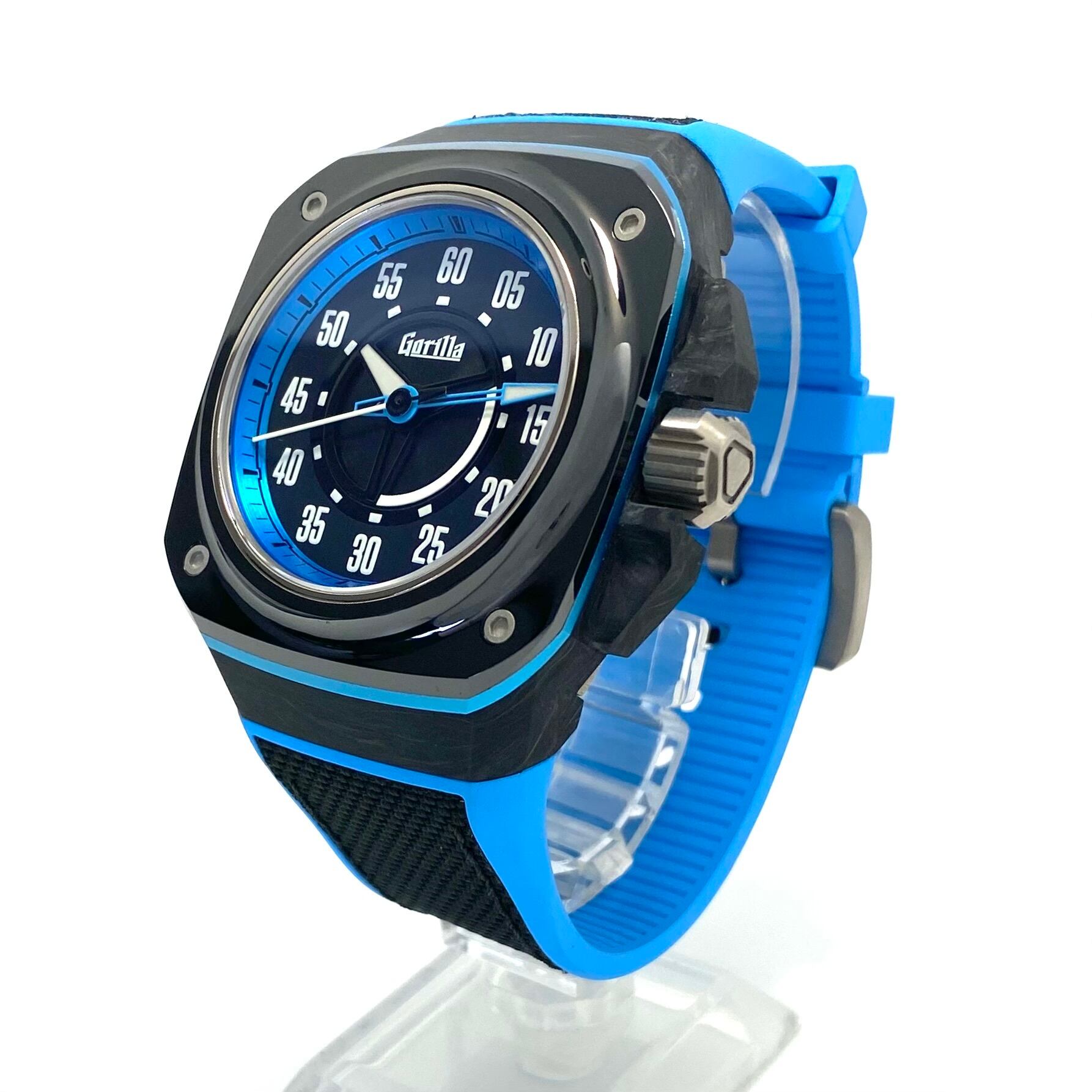 【美品・動作良好】腕時計 メンズ ゴリラ ファストバック ギャラクシーブルー FBY11.1.077 自動巻 青 カーボン チタニウム セラミック ラバー 10気圧防水