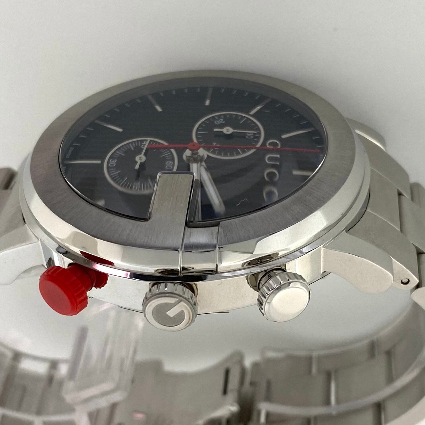 【美品】グッチ GUCCI Gクロノ 101M YA101361 クォーツ 黒 スモールセコンド クロノグラフ