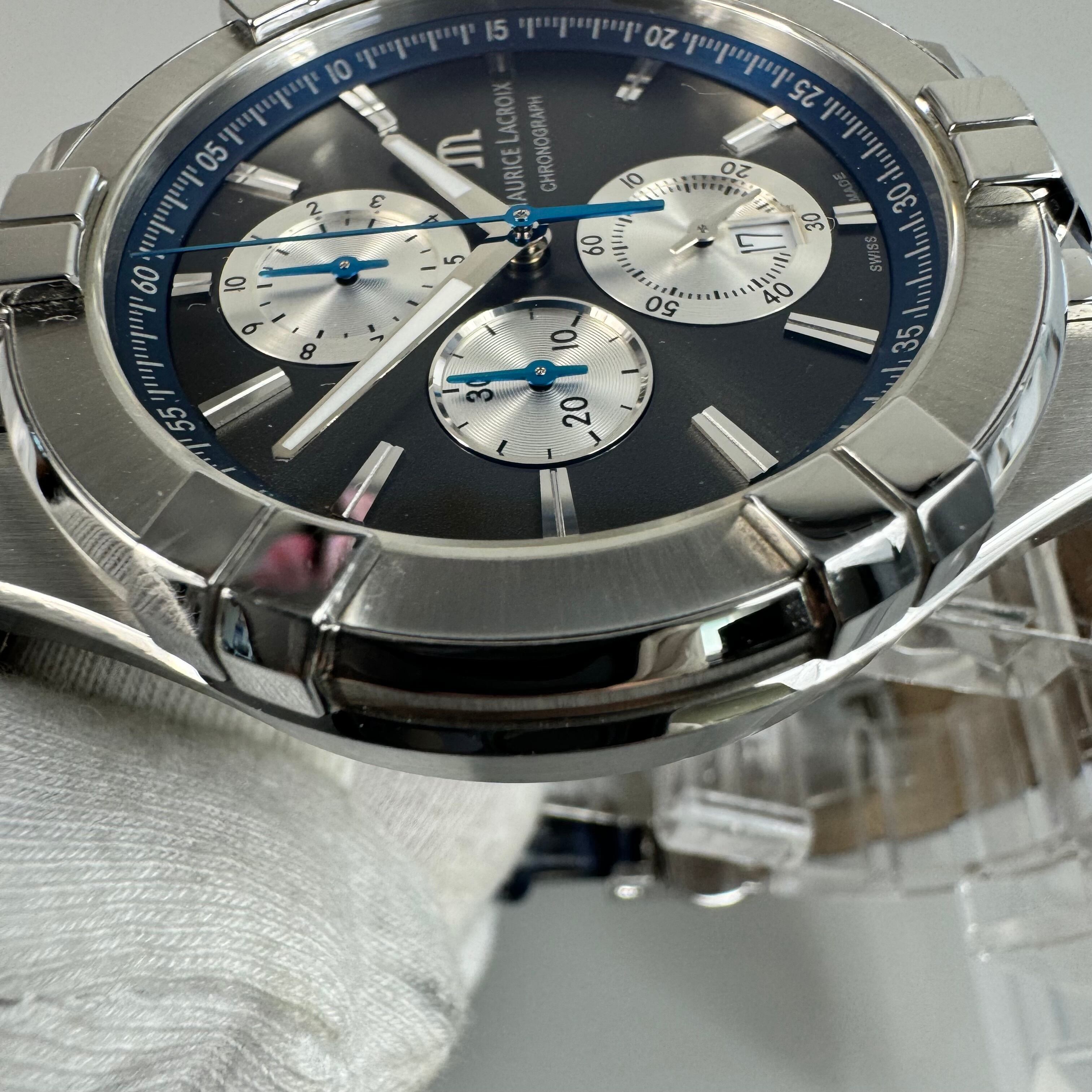 モーリスラクロア MAURICE LACROIX アイコン AI1018 クォーツ クロノグラフ シルバー 革ベルト デイト表示