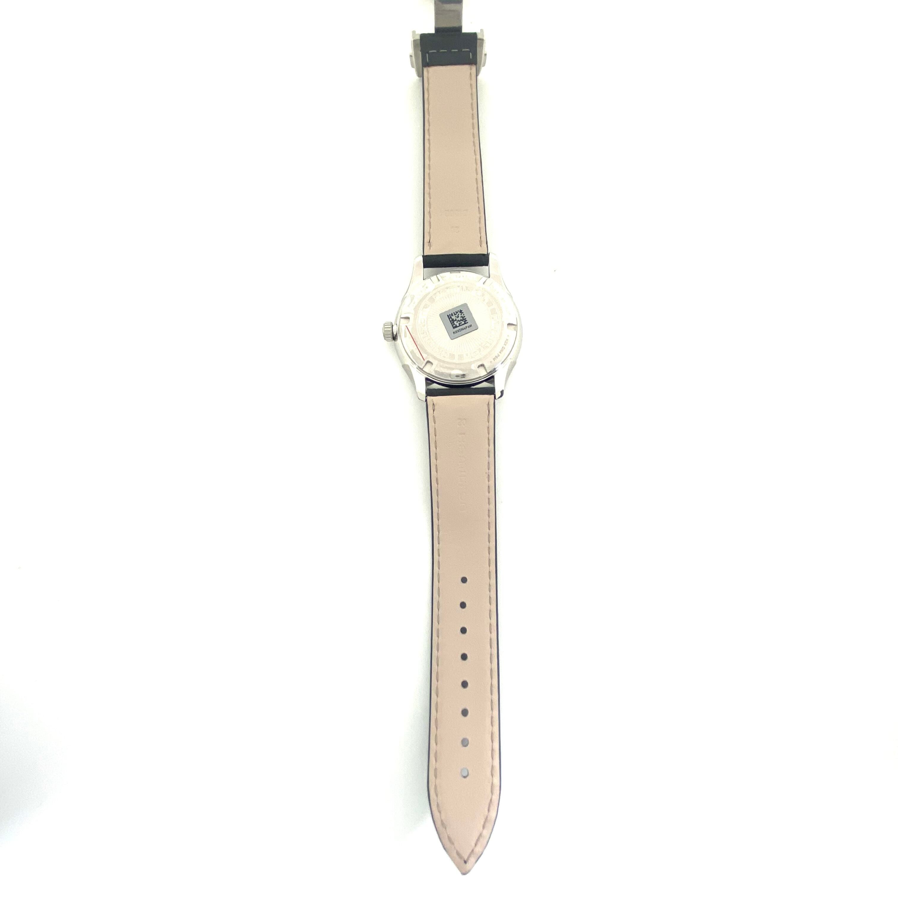 【未使用】腕時計 メンズ ハミルトン ジャズマスター ジェント H32451731 H324510 クォーツ 黒 デイト表示 革ベルト