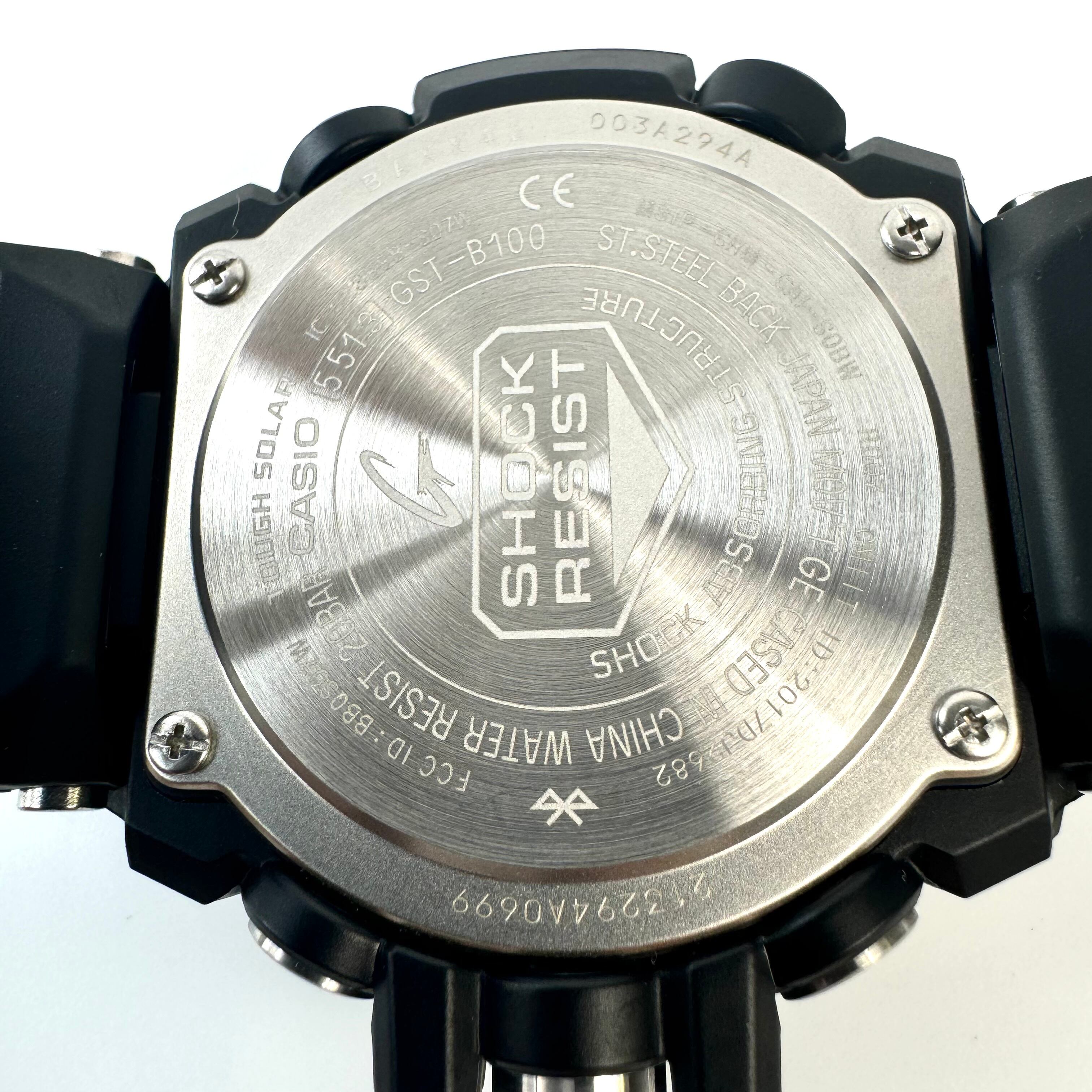 【美品】カシオ CASIO ジーショック G-SHOCK ジースチール G?STEEL GST-B100-1AJF タフソーラー クロノグラフ デイト表示 Bluetooth 黒 樹脂ベルト