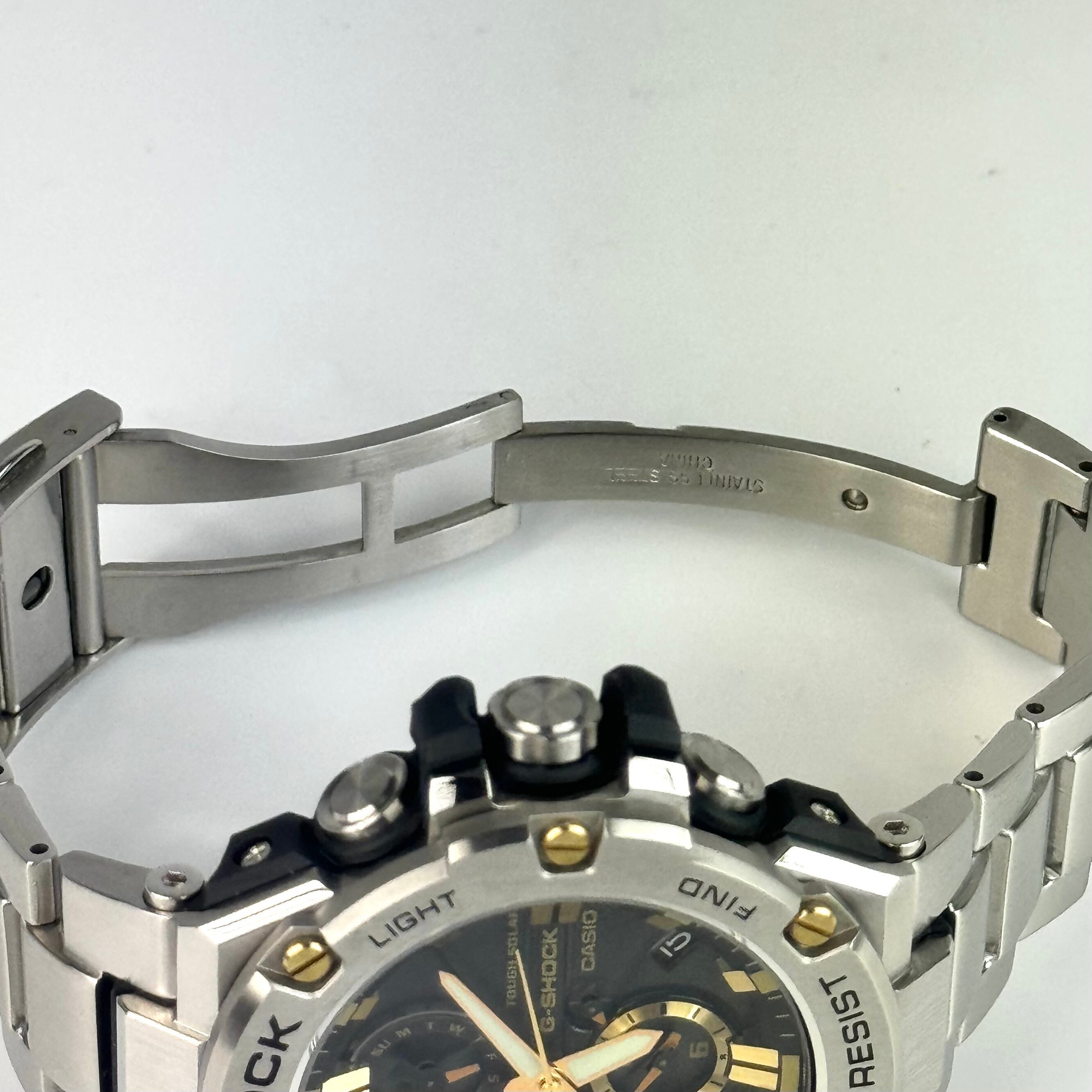 【美品】カシオ CASIO ジーショック G-SHOCK ジースチール G?STEEL GST-B100D-1A9JF タフソーラー デイト表示 スマホリンク 黒