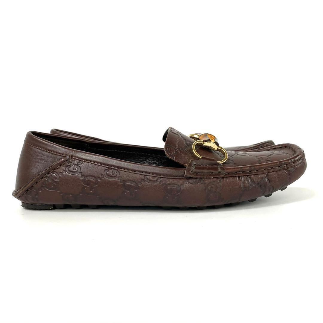 グッチ ドライビングシューズ レザー グッチシマ ホースビット 37