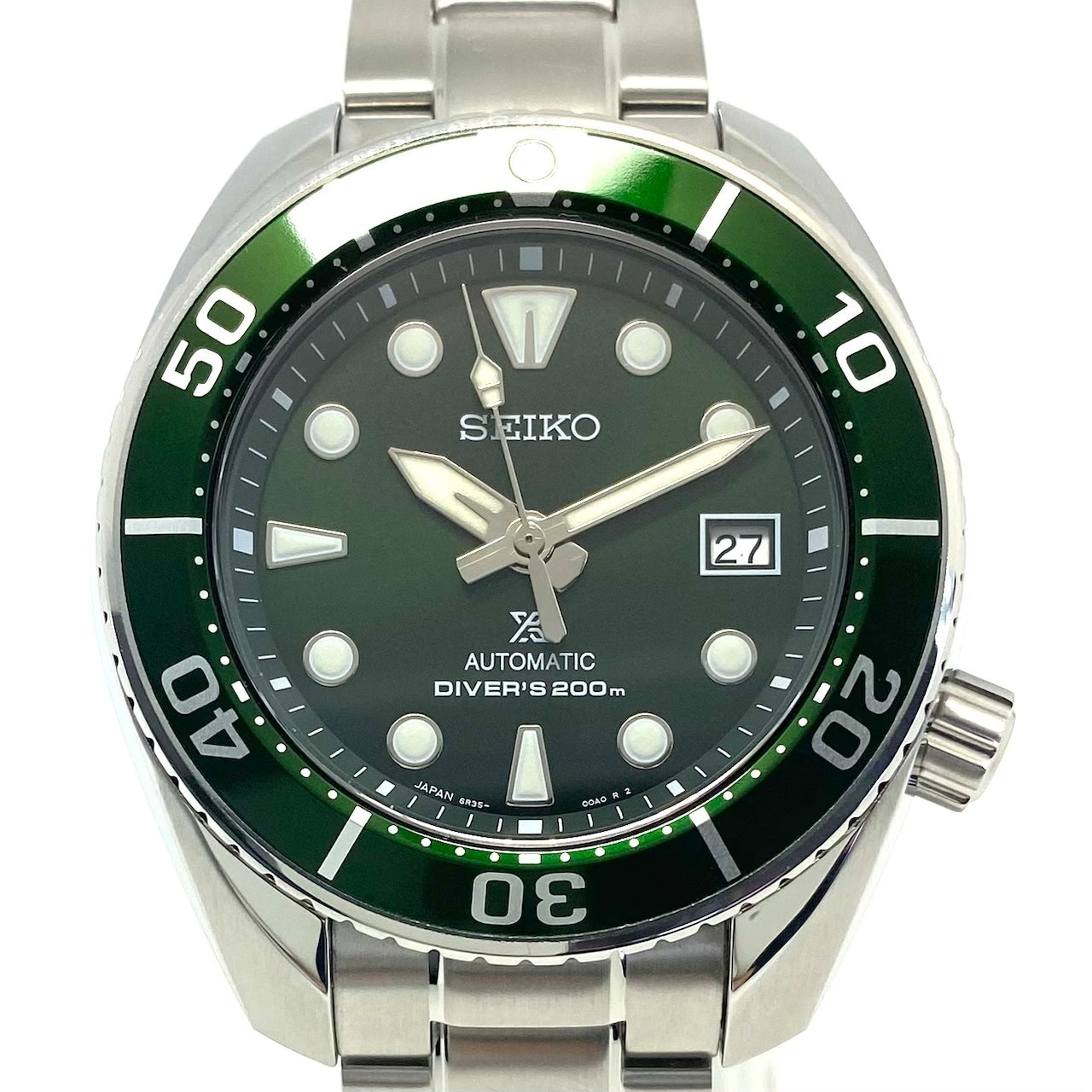 【美品】腕時計 メンズ セイコー SEIKO プロスペックス ダイバースキューバ SBDC081 6R35-00A0 スモウ SUMO セイコーグローバルブランドコアショップ専用モデル 自動巻 グリーン デイト表示 200m潜水用防水