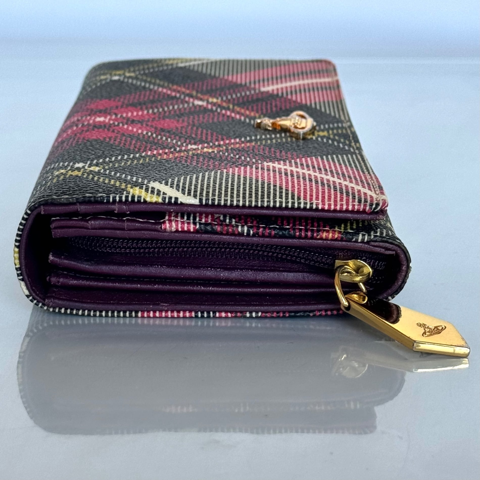 ヴィヴィアンウエストウッド 長財布 タータンチェック柄 レザー PVC