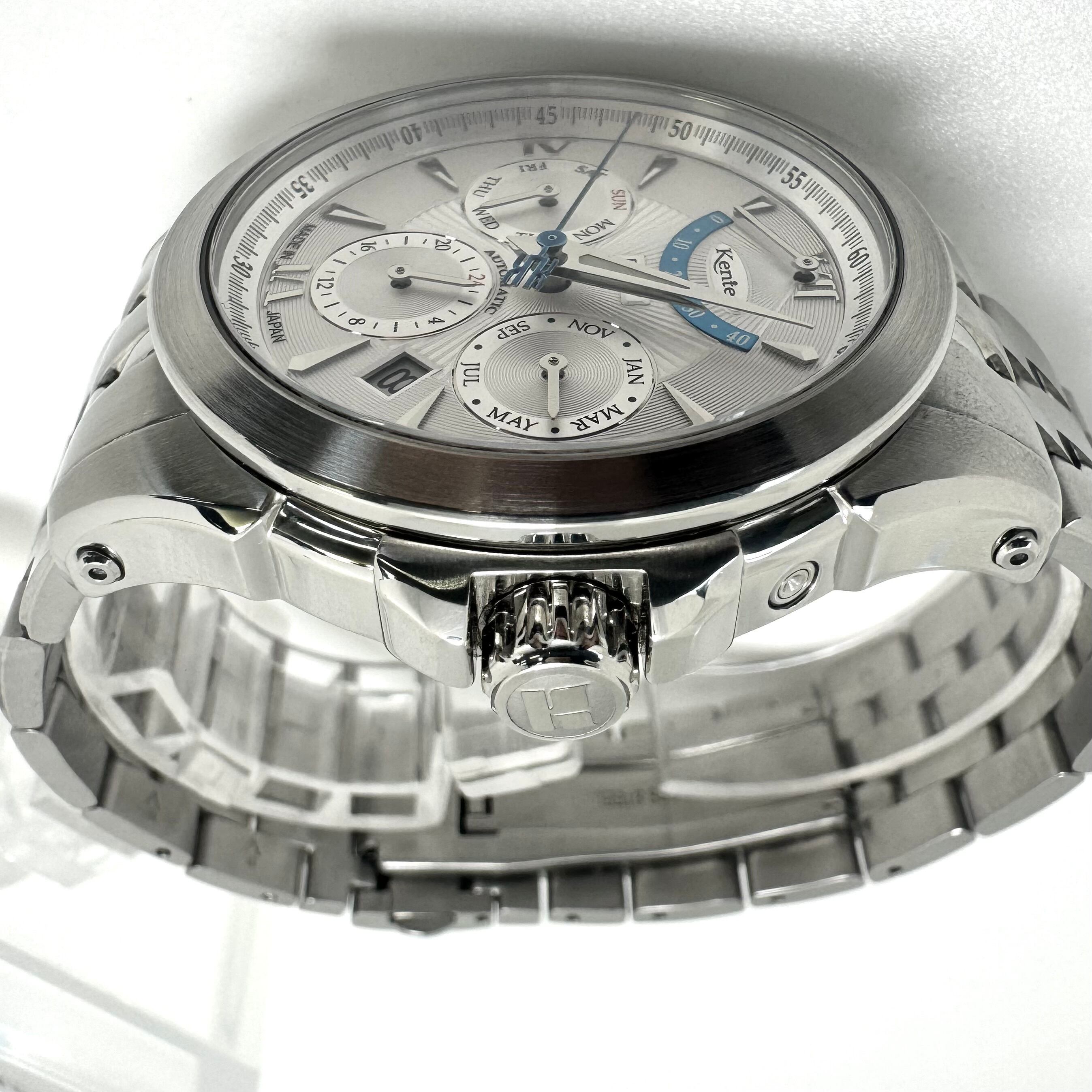 【美品】ケンテックス KENTEX エスパイアクティブII E546M-08 自動巻 シルバー パワーリザーブ トリプルカレンダー