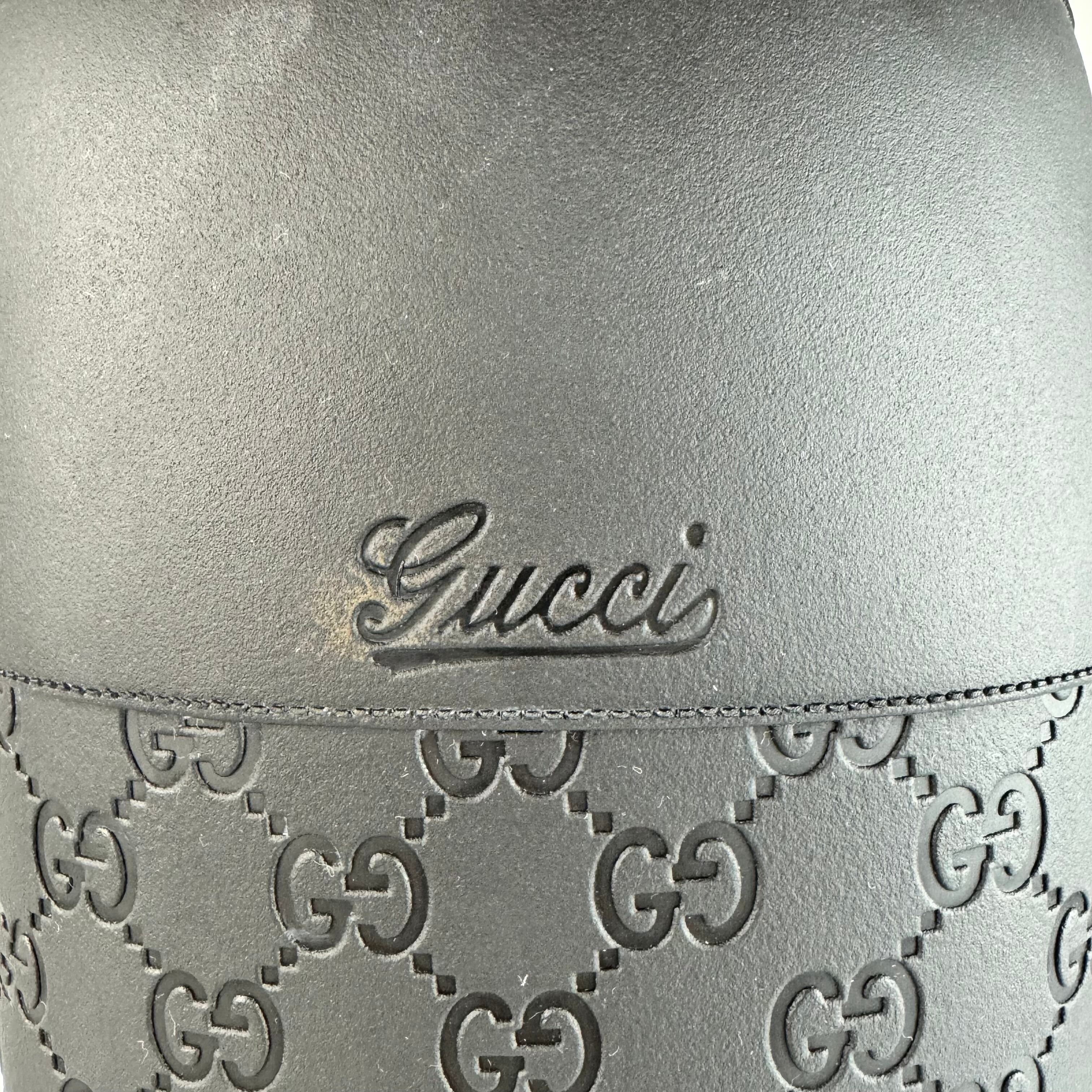 【美品】グッチ GUCCI レインブーツ モノグラム ラバー 黒 24cm