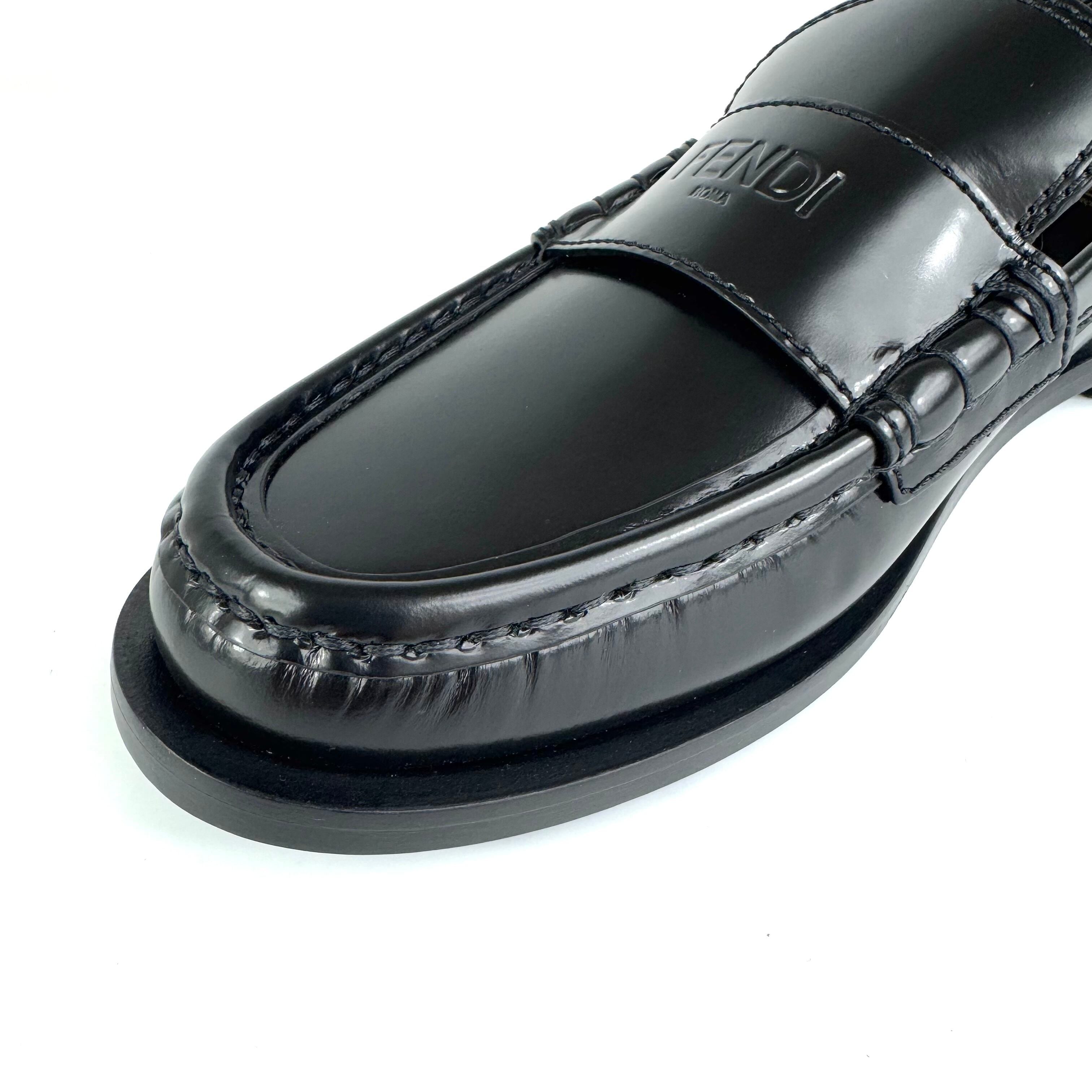 フェンディ FENDI ローファー レザー ブラック 黒 38 日本サイズ25cm