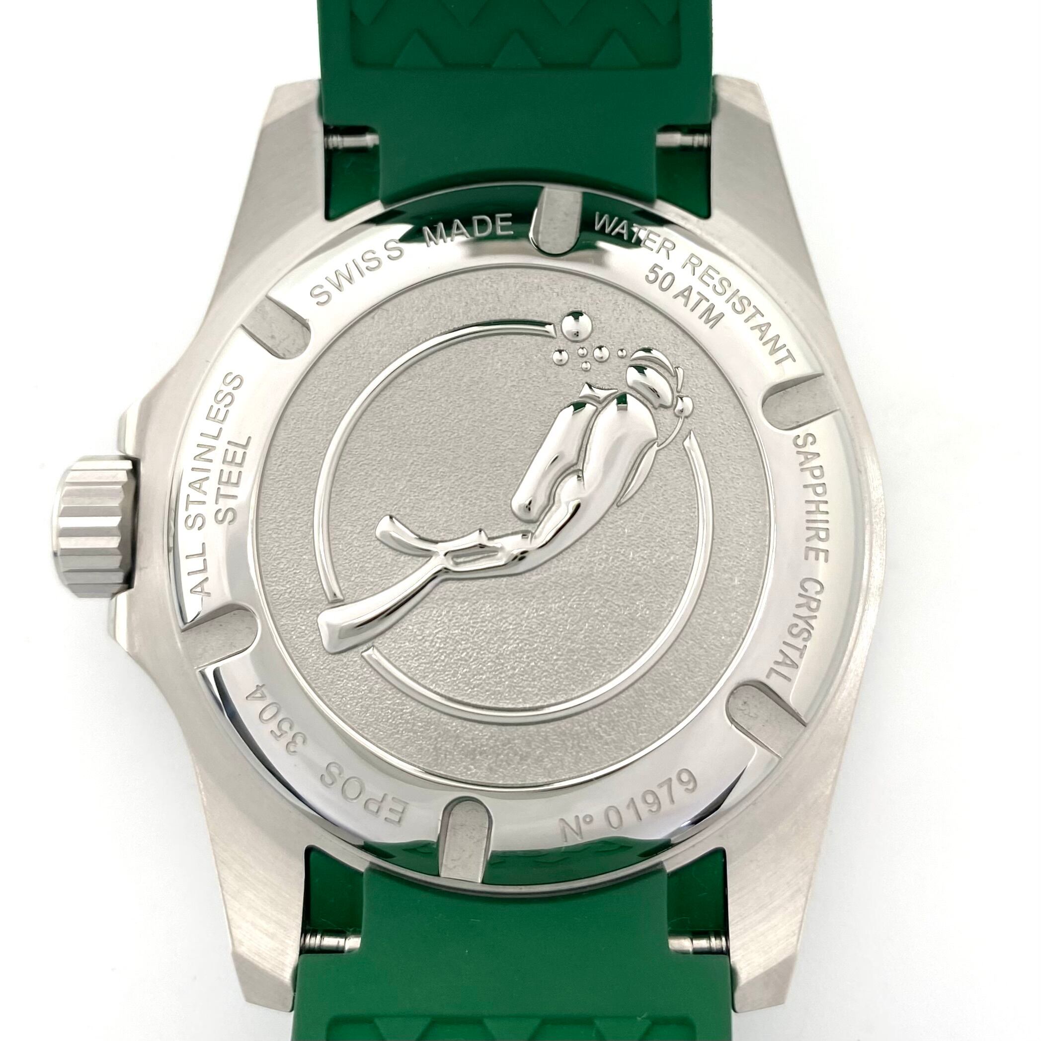 【美品】エポス EPOS スポーティブ ダイバー SPORTIVE Diver 3054GR 自動巻 緑 デイト表示 樹脂ベルト