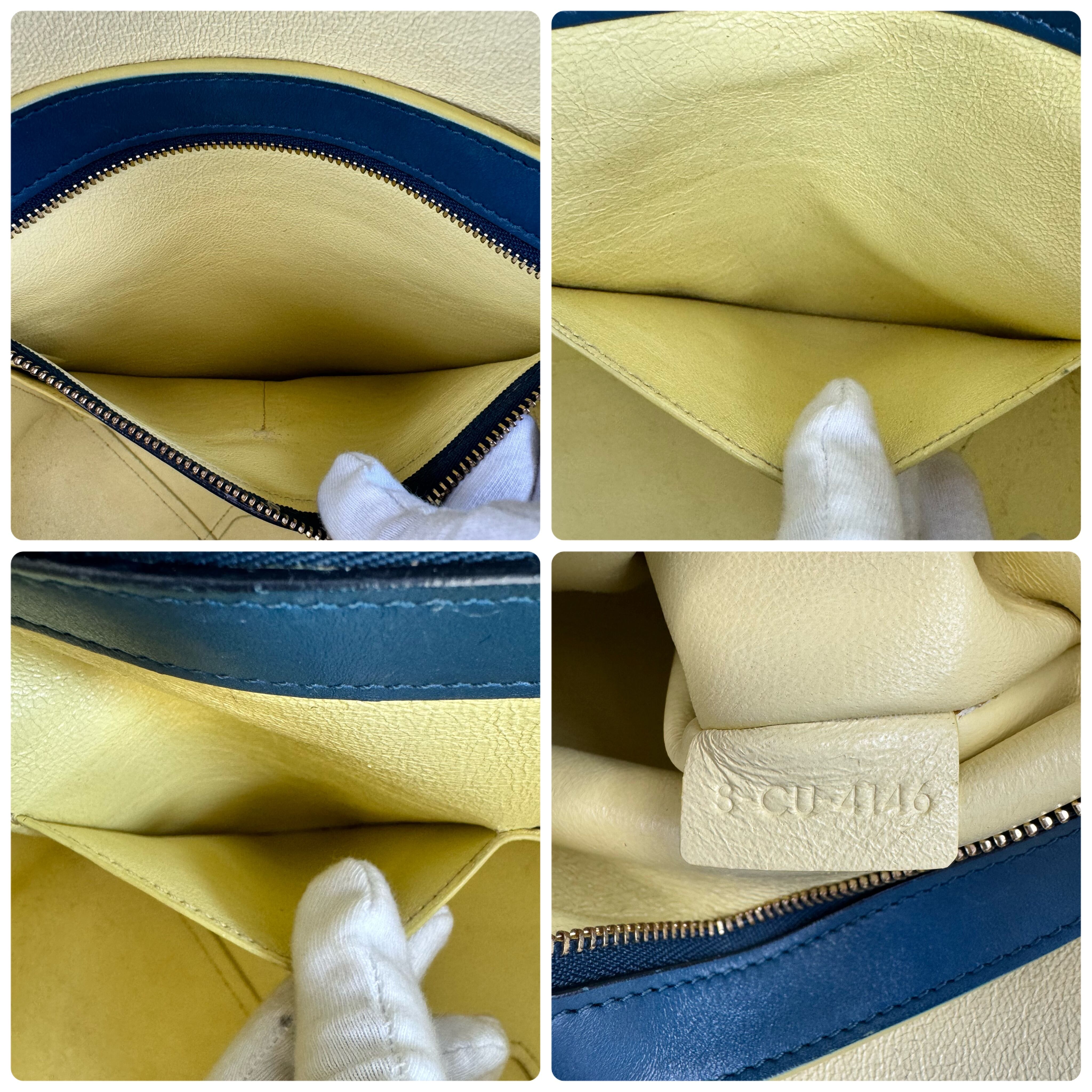 セリーヌ カバファントム トートバッグ スモール タッセル カーフ 青 黄色