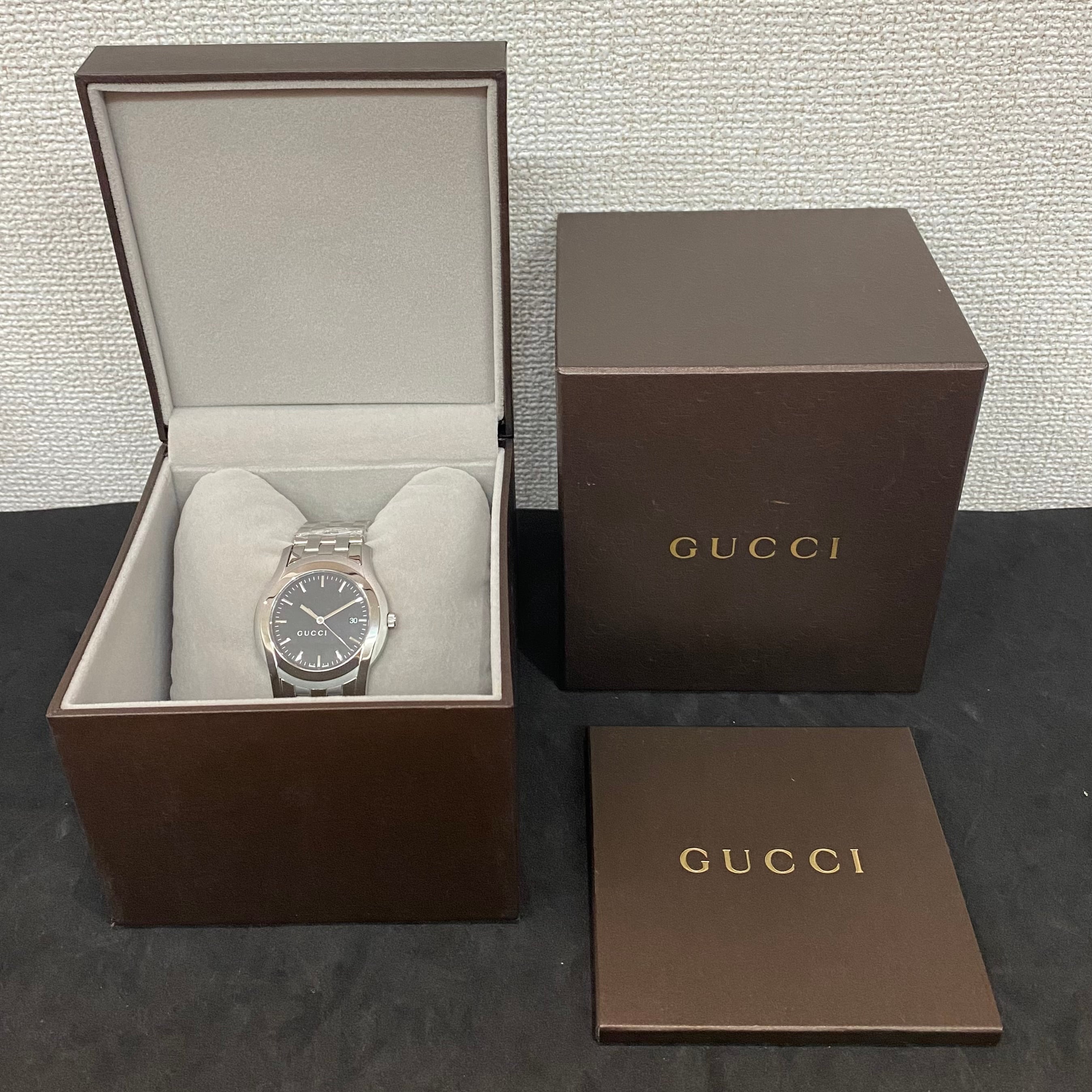 【未使用】グッチ GUCCI Gクラス 5500XL YA055211 クォーツ 黒 デイト表示