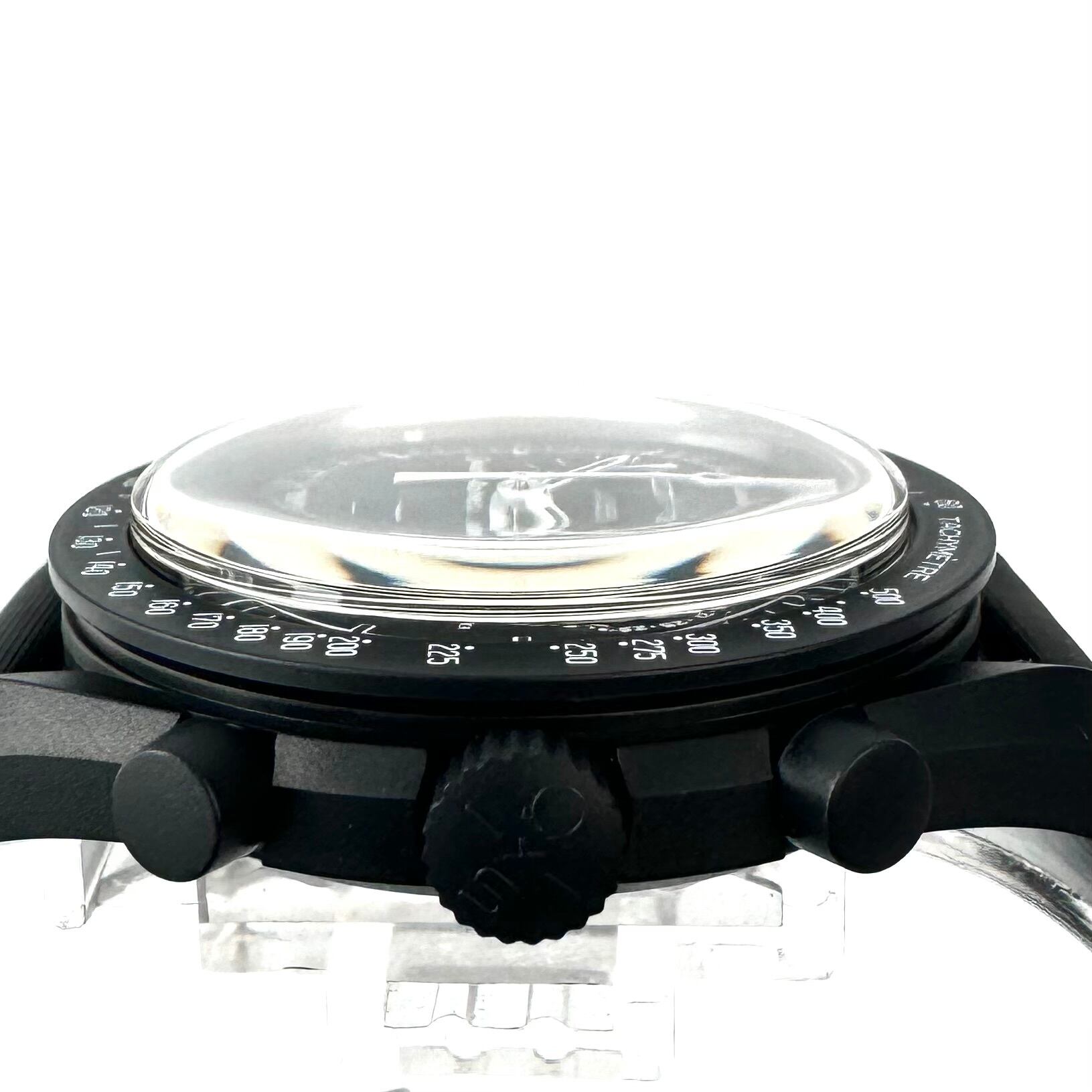 【未使用】オメガ OMEGA オメガ×スウォッチ MISSION TO THE MOONPHASE スヌーピー クォーツ バイオセラミック 黒