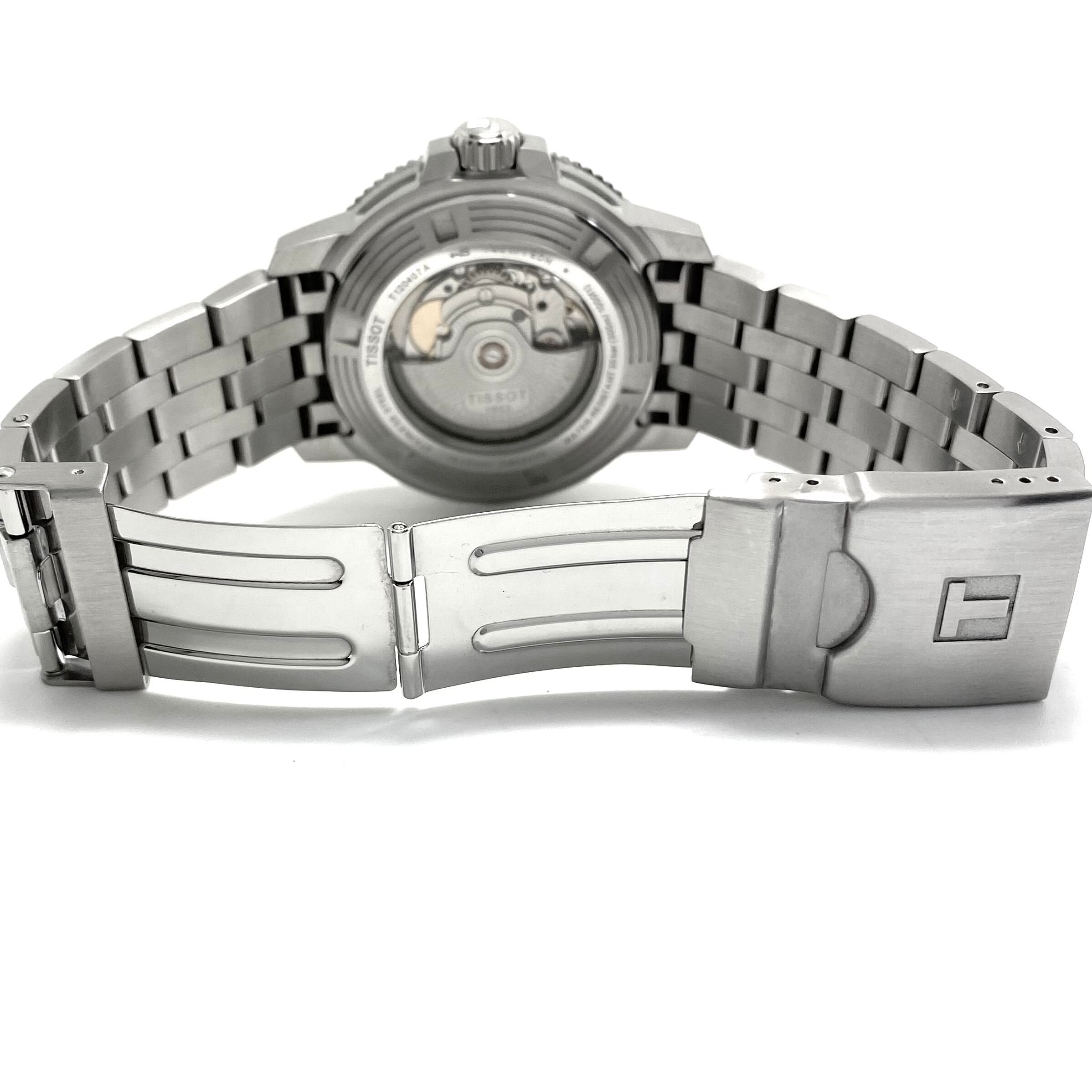 【美品・動作良好】ティソ TISSOT シースター1000 パワーマティック80 T120407A 自動巻 青 デイト表示 裏スケ 30気圧防水 中古 腕時計 メンズ