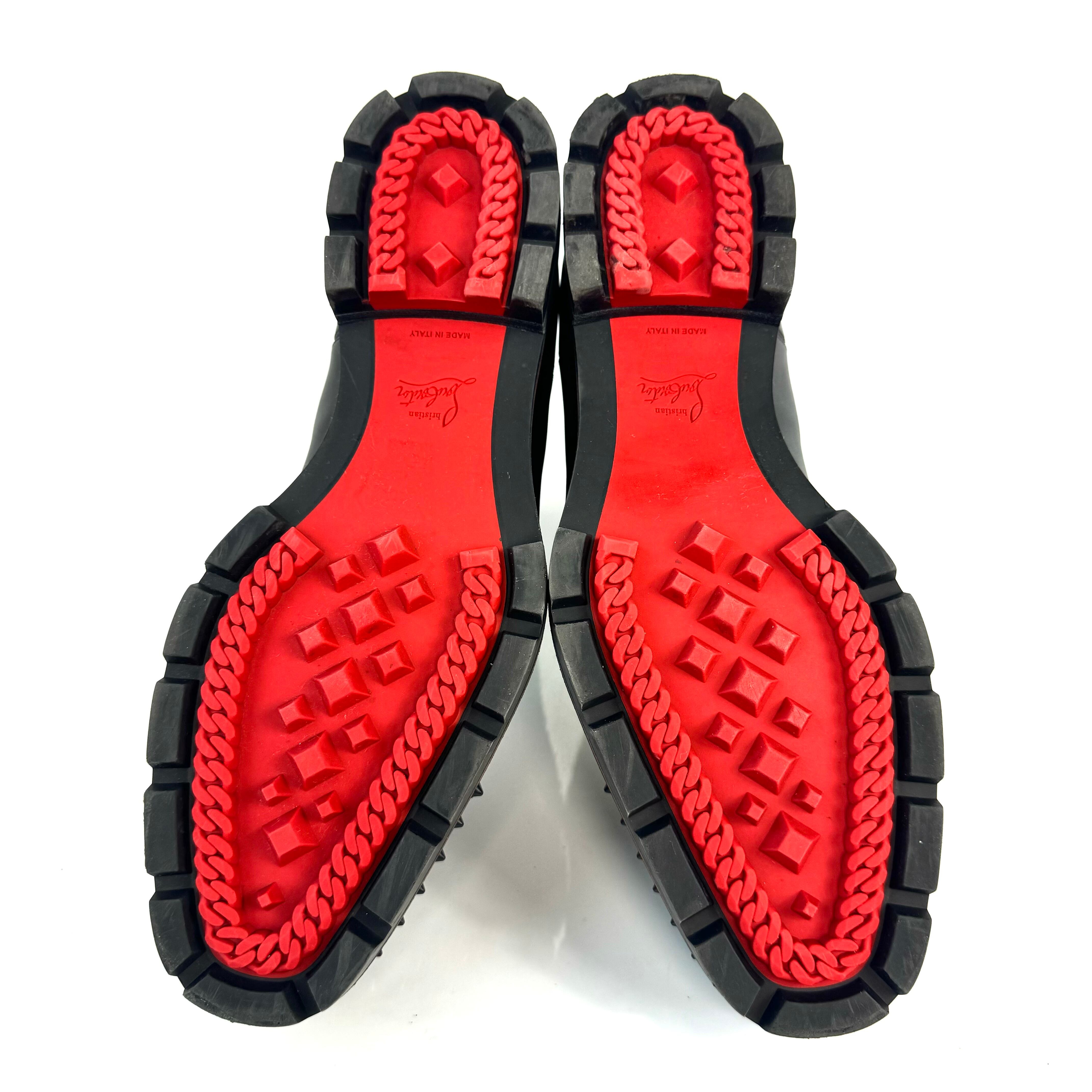 クリスチャンルブタン サイドゴアブーツ トゥスタッズ レザー 黒 26cm