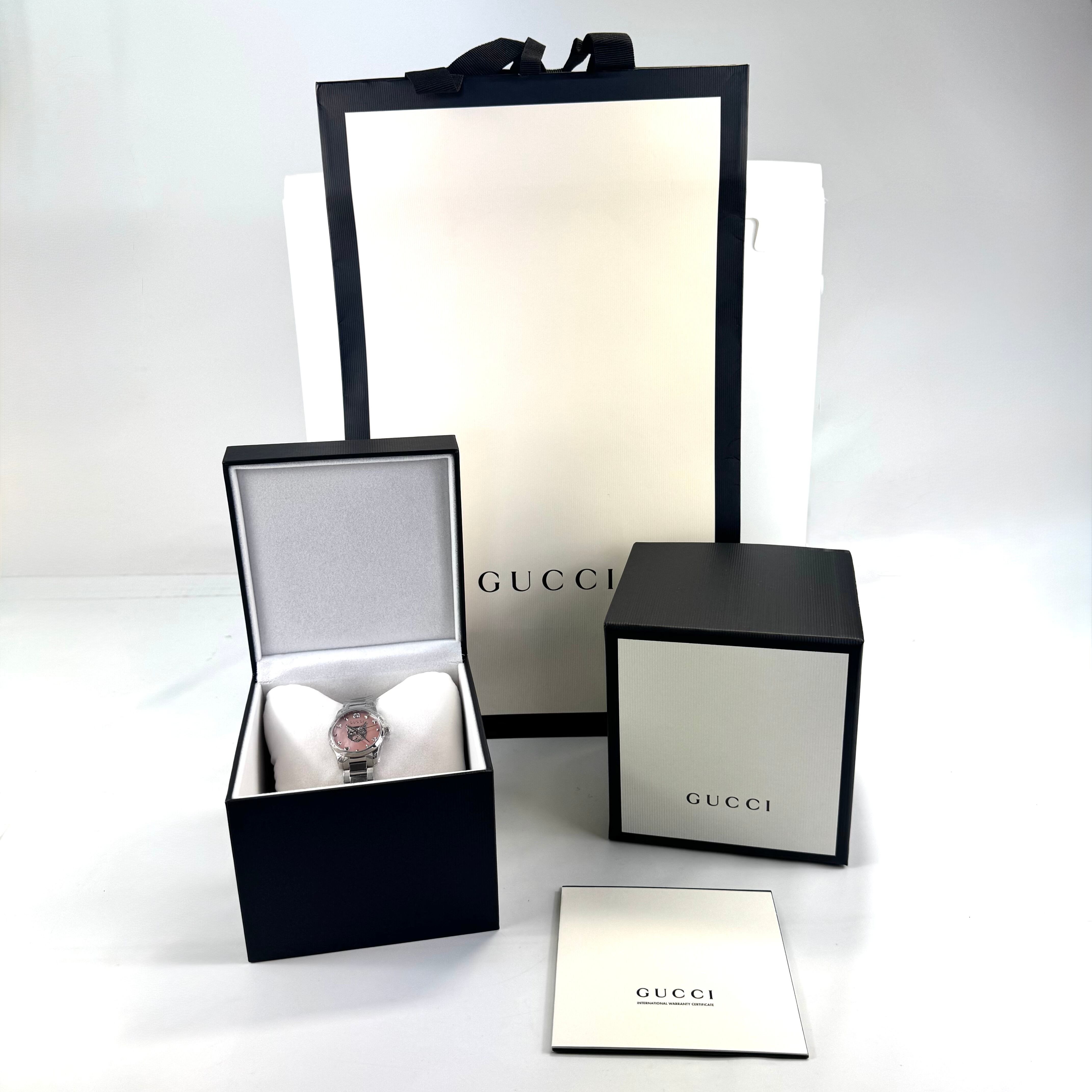 【未使用】腕時計 レディース グッチ GUCCI Gタイムレス 126.5 YA1265013 キャット 猫 モチーフ クォーツ ピンクシェル