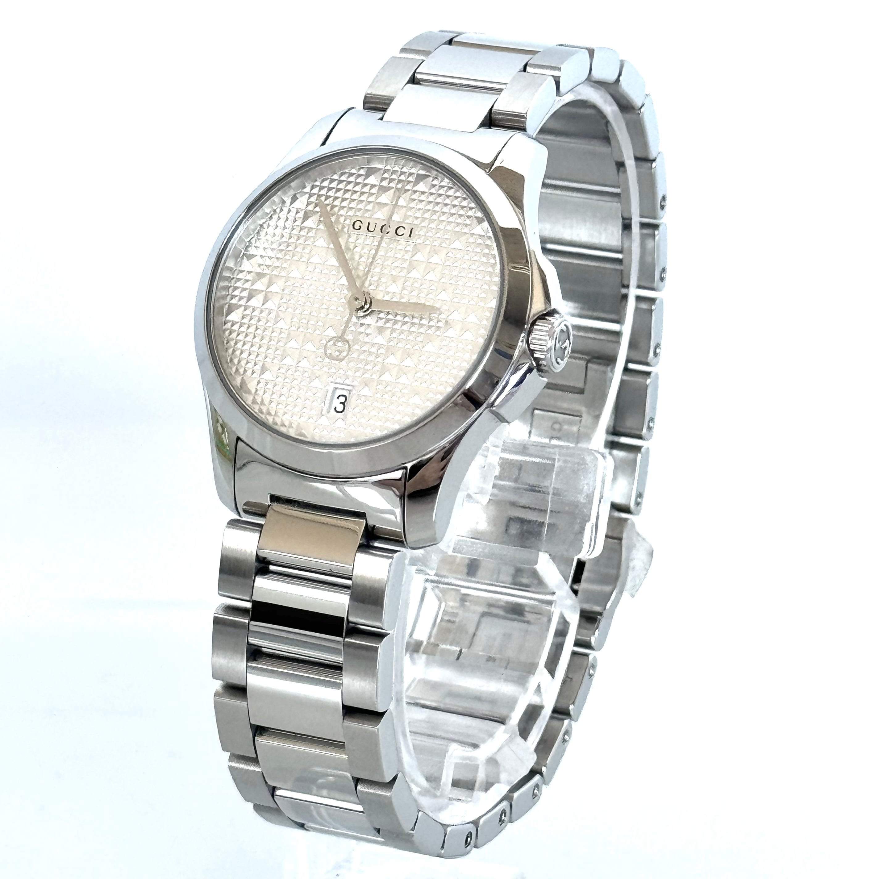 グッチ Gタイムレス YA126551 126.5 クォーツ デイト表示 シルバー レディース