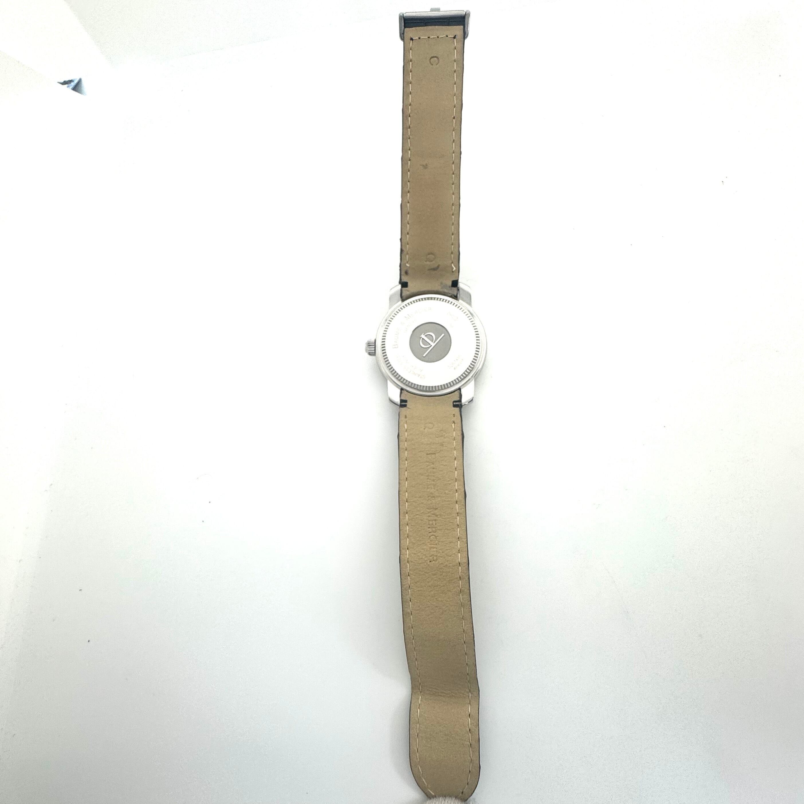 【美品・OH、電池交換済み】ボーム&メルシエ ケープランド MV045214 5267466 クォーツ デイト表示 シルバー 革ベルト