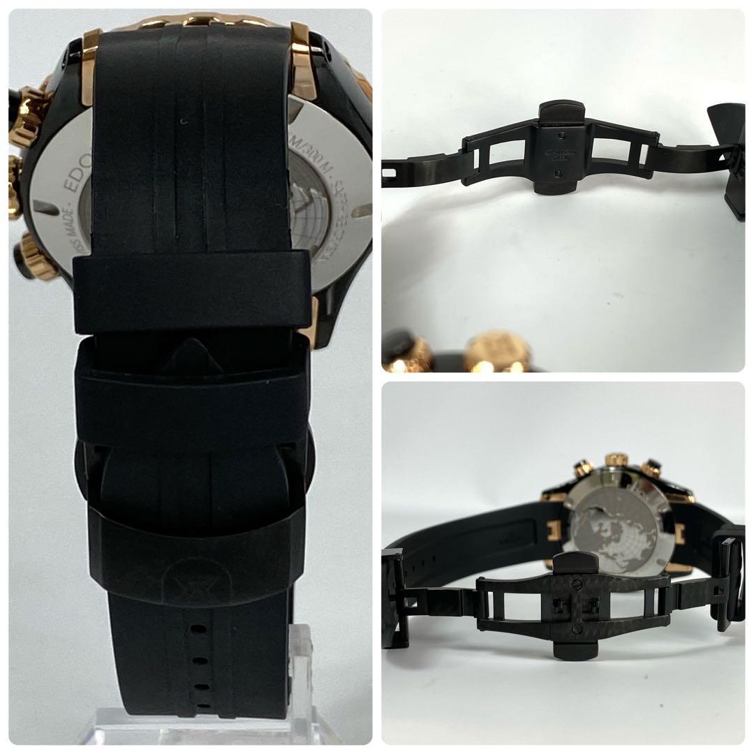 【美品】エドックス グランドオーシャン クォーツ クロノグラフ 黒 デイト表示