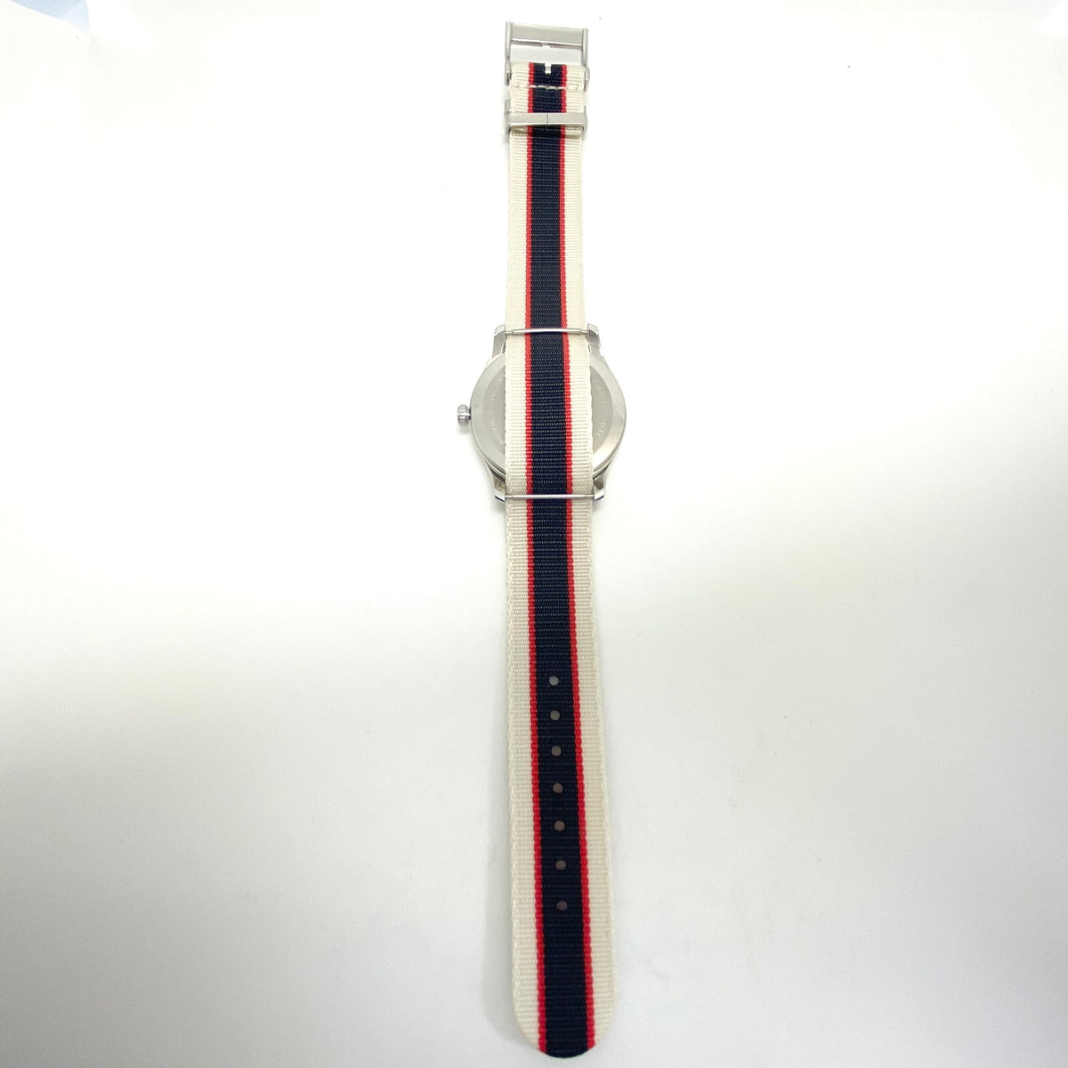【美品】腕時計 メンズ グッチ GUCCI Gタイムレス 126.4 YA1264071 クォーツ アイボリー ネイビー レッド マルチカラー ナイロンベルト