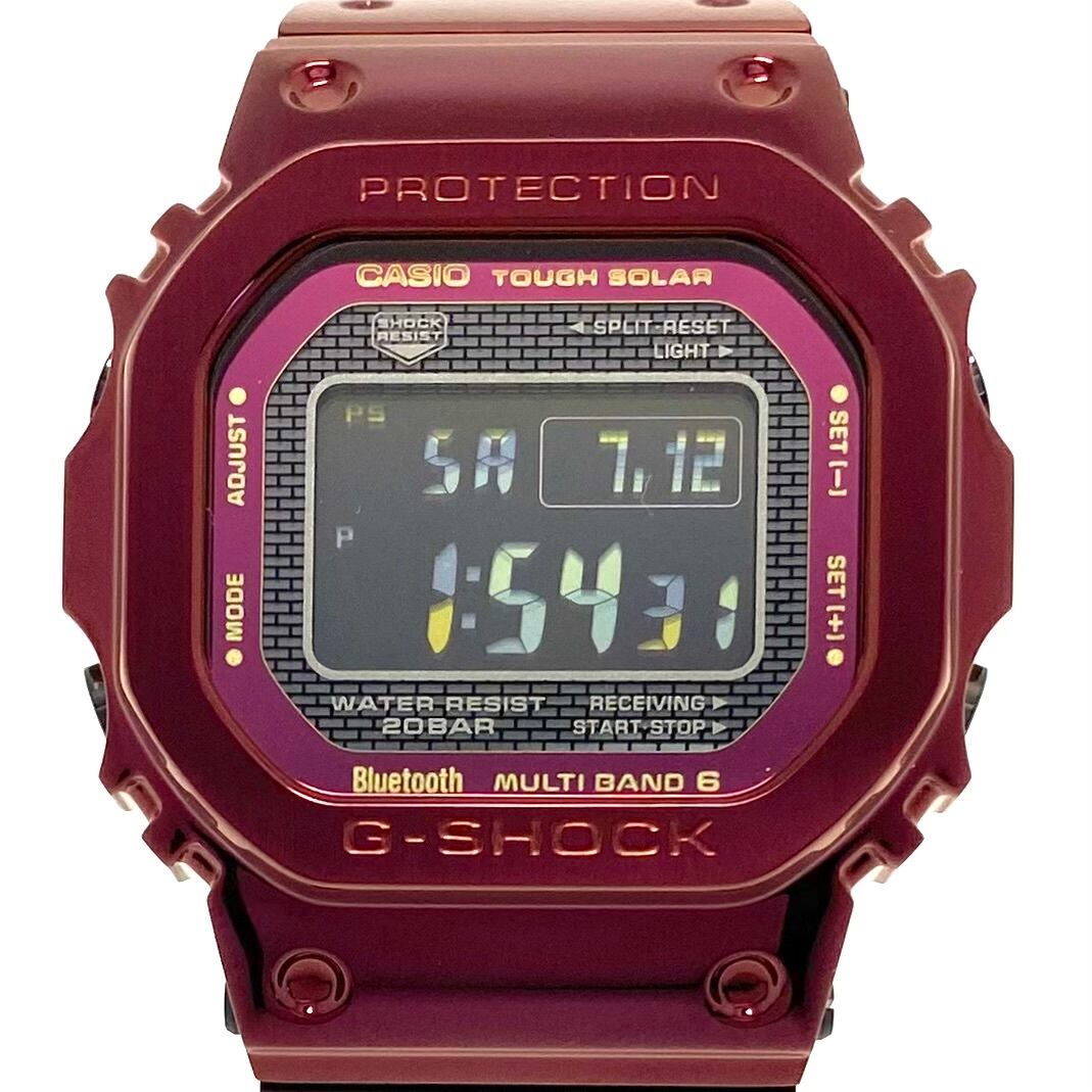 【美品・希少】カシオ CASIO G-SHOCK ジーショック GMW-B5000RD-4JF 5000シリーズ フルメタル スクエア デジタル 電波ソーラー ワインレッド 20気圧防水