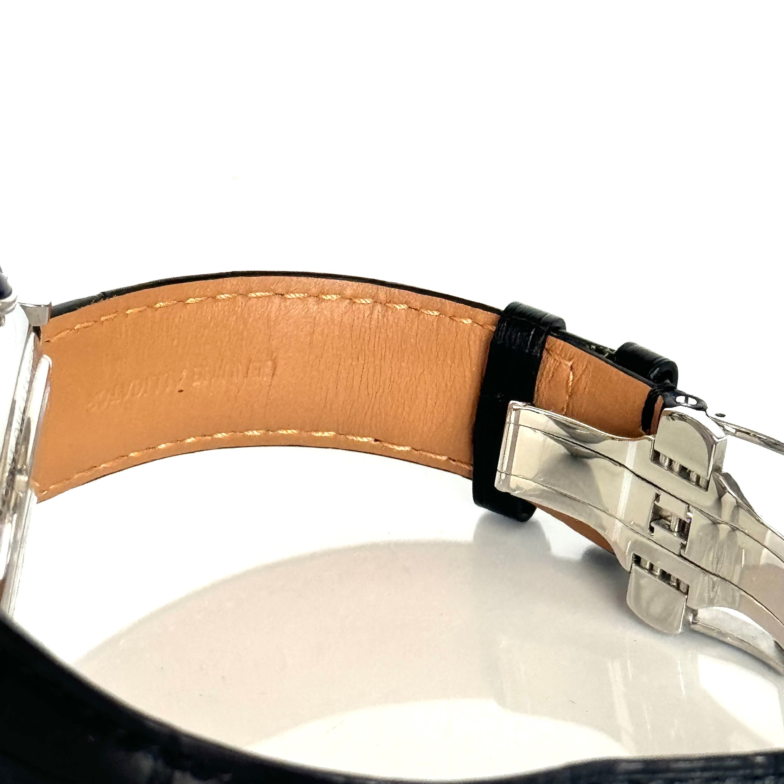 【美品】ブシュロン エピュール WA021302 自動巻 黒 クロノグラフ 裏スケ 革ベルト