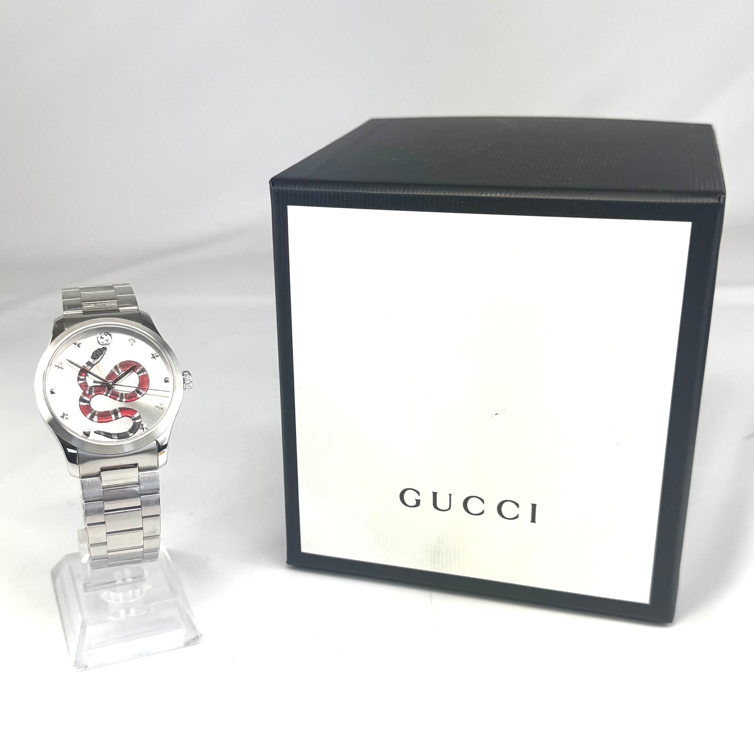 【未使用】腕時計 グッチ GUCCI Gタイムレス 126.4 YA1264076 スネーク 蛇 モチーフ クォーツ シルバー メンズ レディース ユニセックス