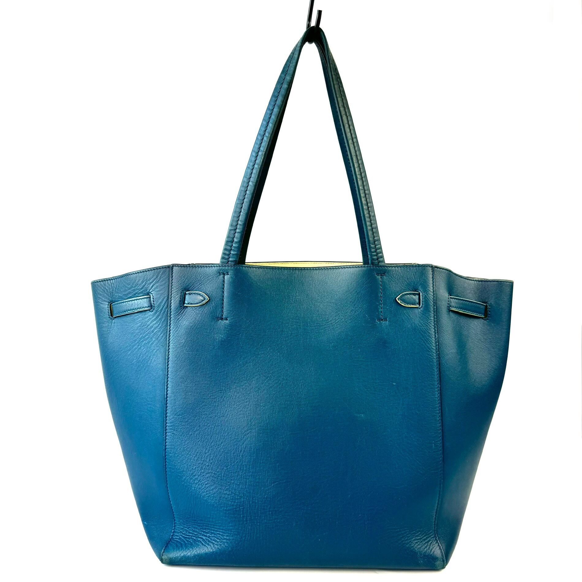 セリーヌ カバファントム トートバッグ スモール タッセル カーフ 青 黄色