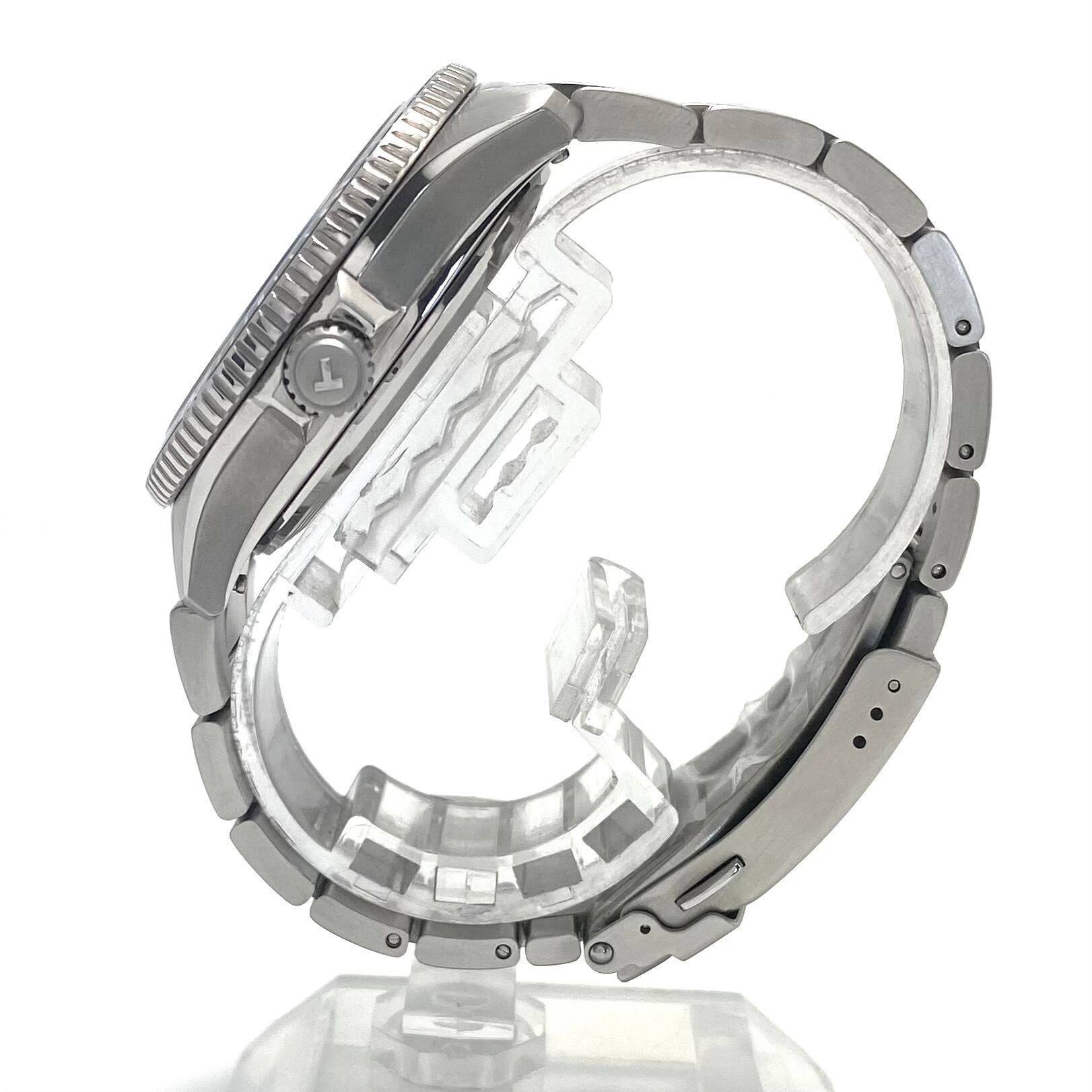 【美品】中古 腕時計 メンズ ティソ TISSOT シースター1000 パワーマティック80 T120807A 自動巻 黒 デイト表示 裏スケ 30気圧防水