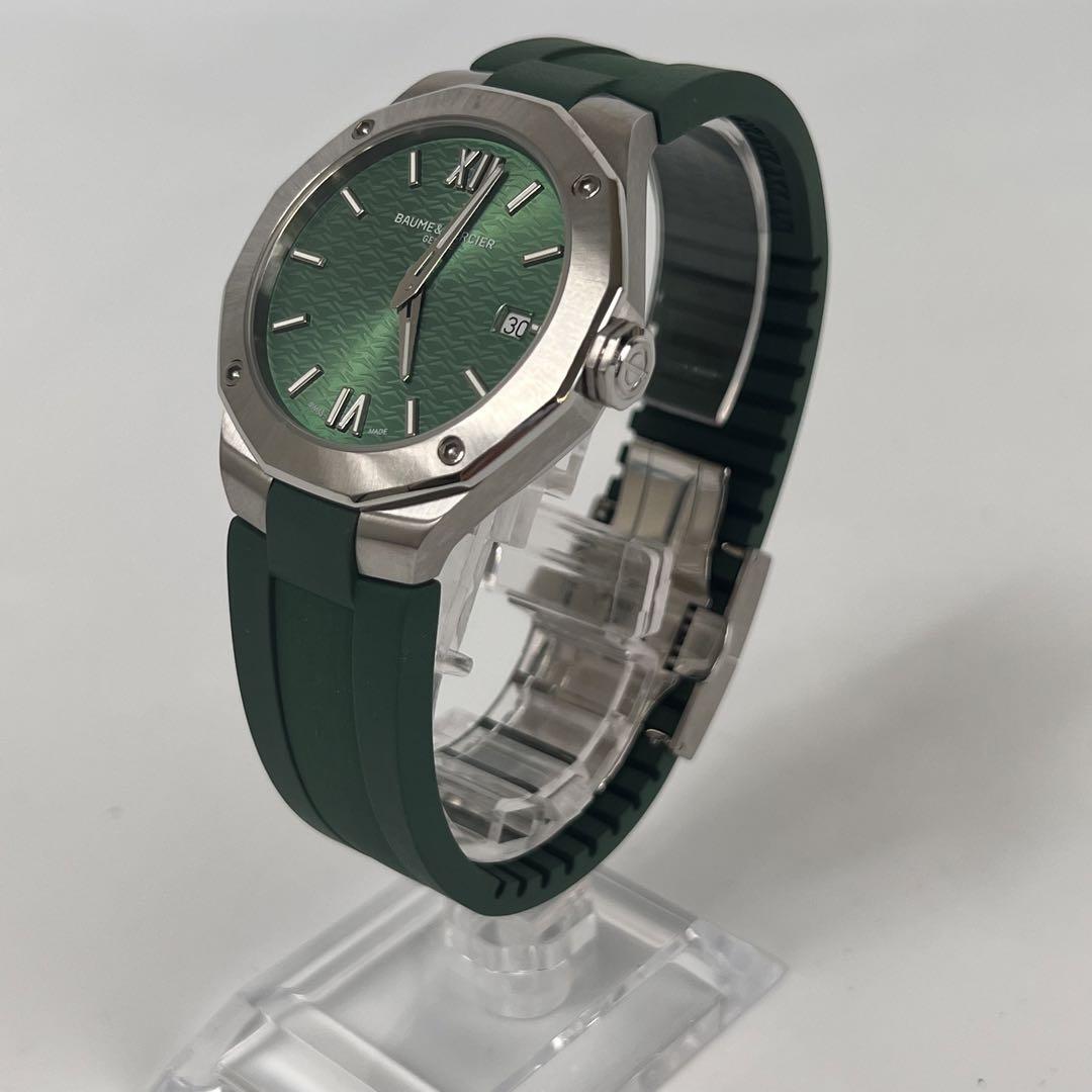 【希少】ボーム&メルシー リビエラ クォーツ グリーン デイト表示 ラバー